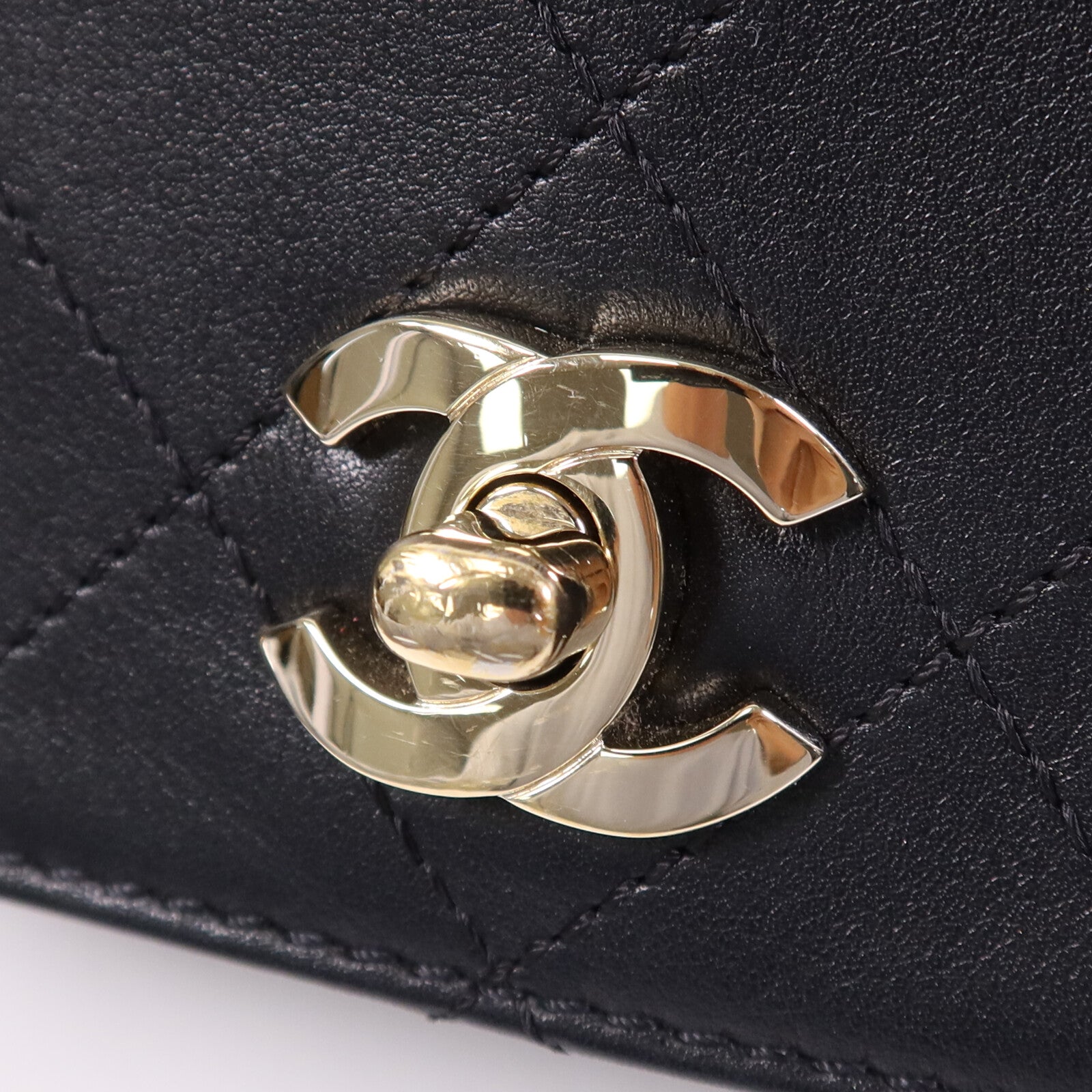 CHANEL 牛皮皮革Chain Shoulder Bag金扣鏈帶手挽肩背兩用袋