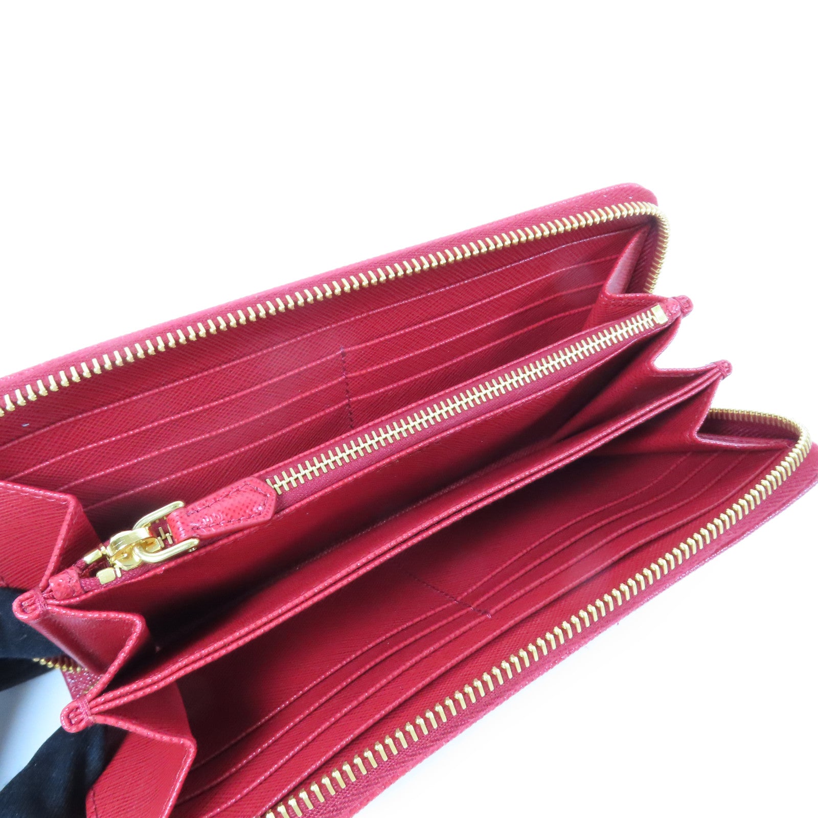 PRADA 牛皮皮革Long wallet金扣長錢包紅色