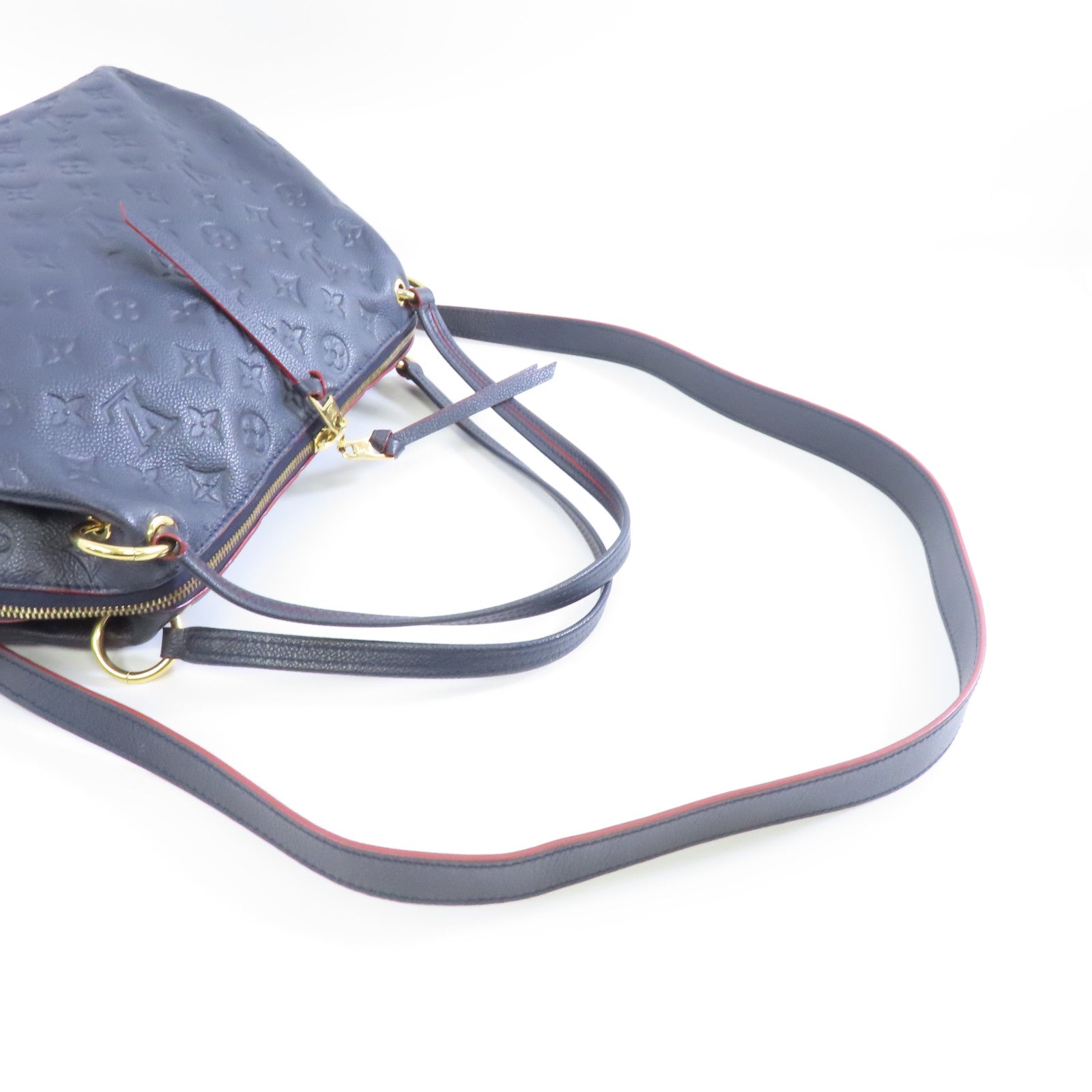LOUIS VUITTON Monogram Empreinte Ponthieu PM金扣手挽肩背兩用袋深藍色