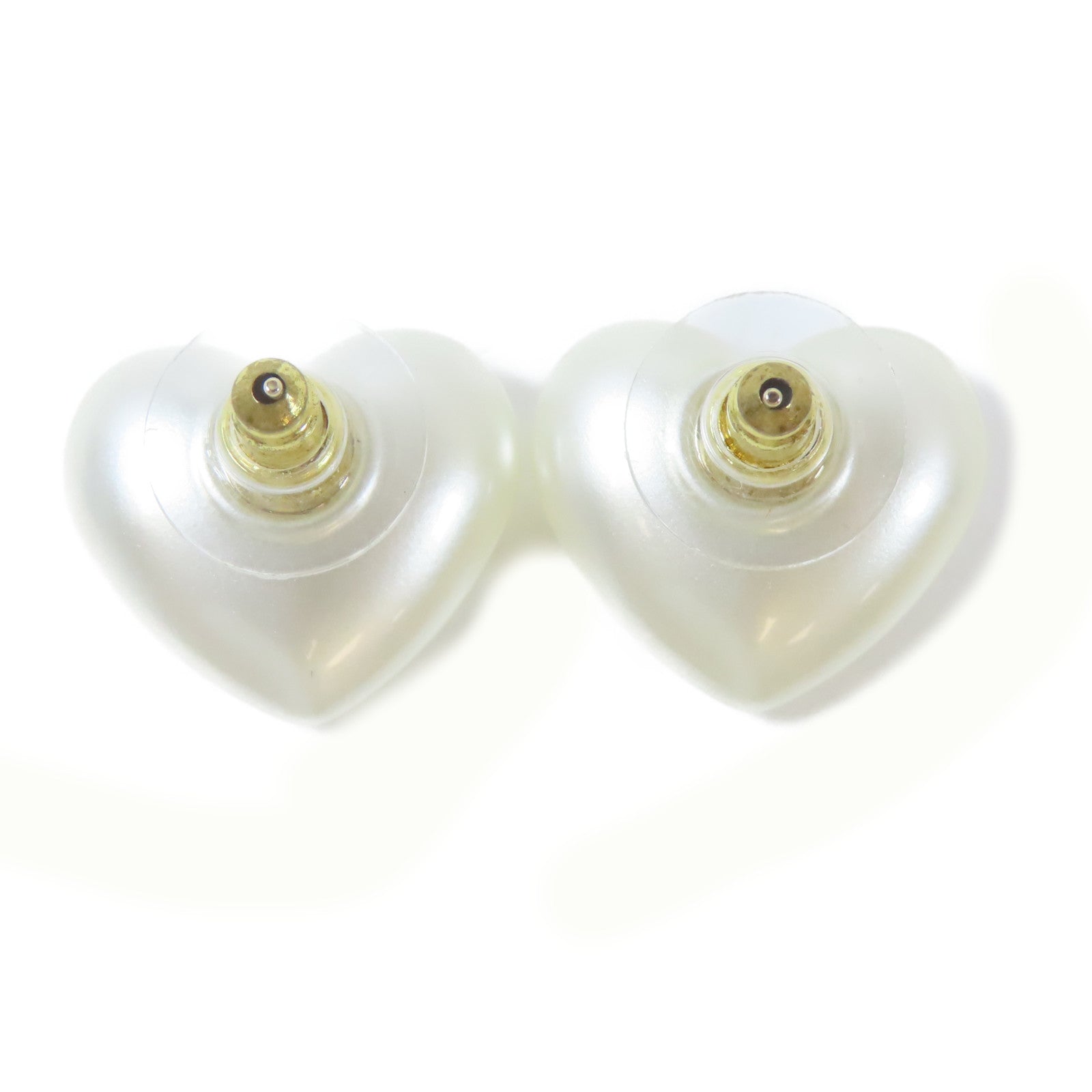 CHANEL PVC/水晶Pierced Earrings耳環白色/金色