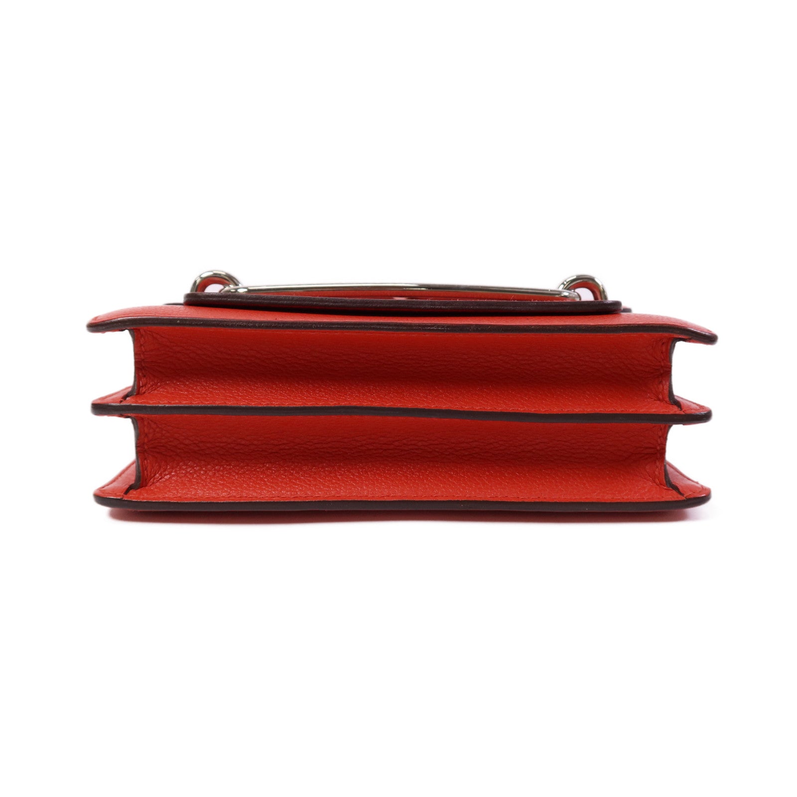 HERMES Evercolour皮革Roulis Mini銀扣肩背袋Rouge Tomate
