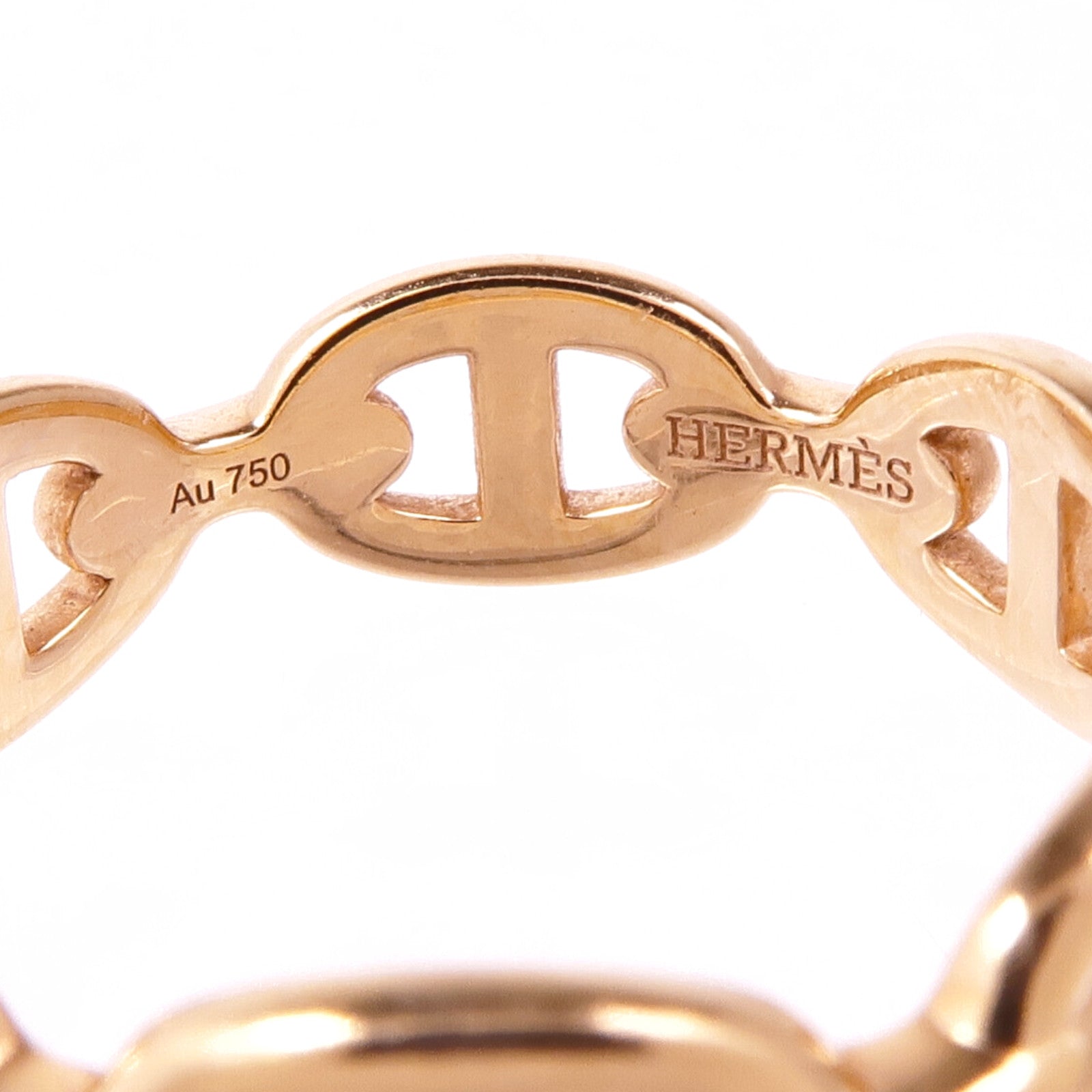 HERMES 18K玫瑰金Chaine d'ancre Enchainee Ring戒指Hermes#54 US#6.75