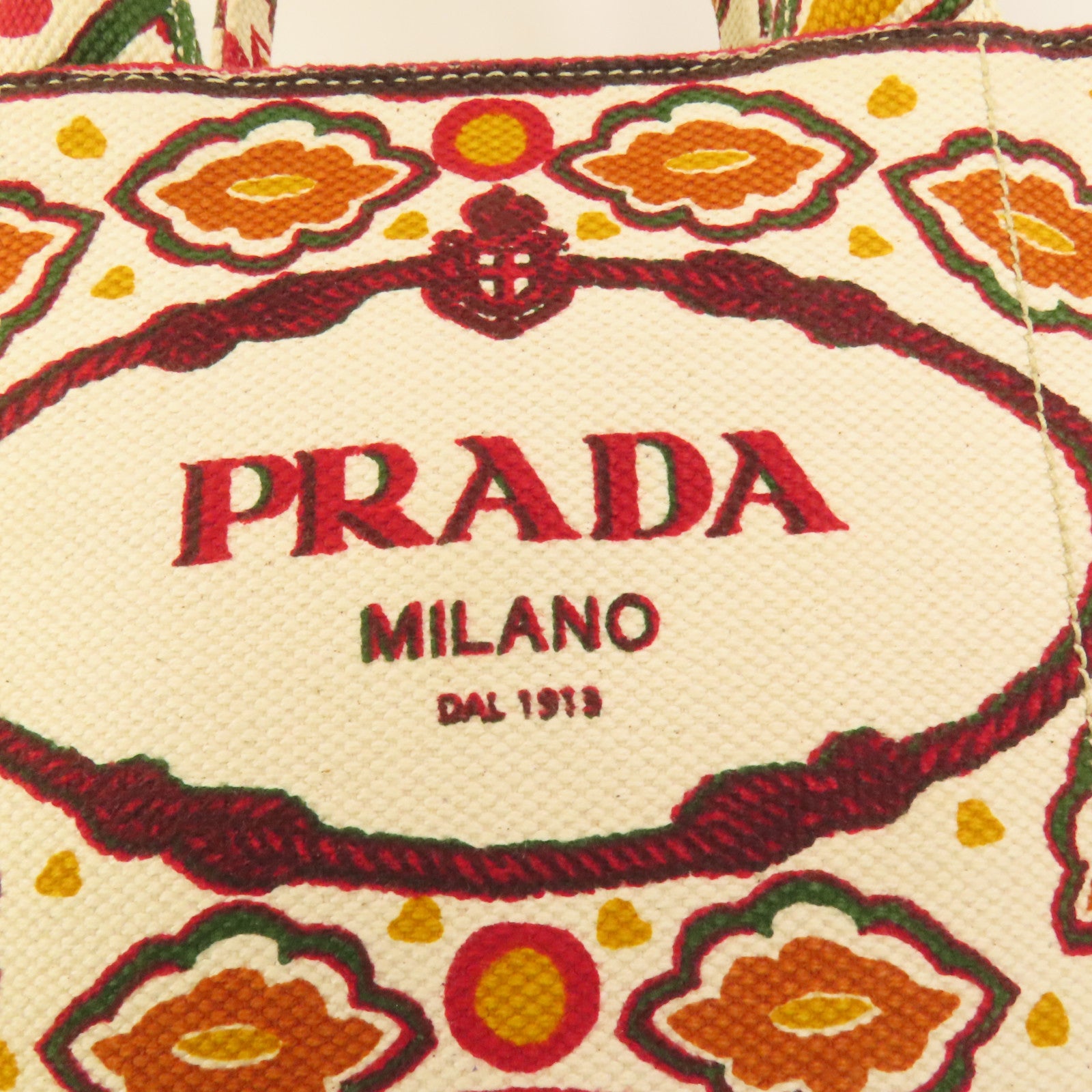 PRADA 帆布Canapa Joy金扣手挽肩背兩用袋