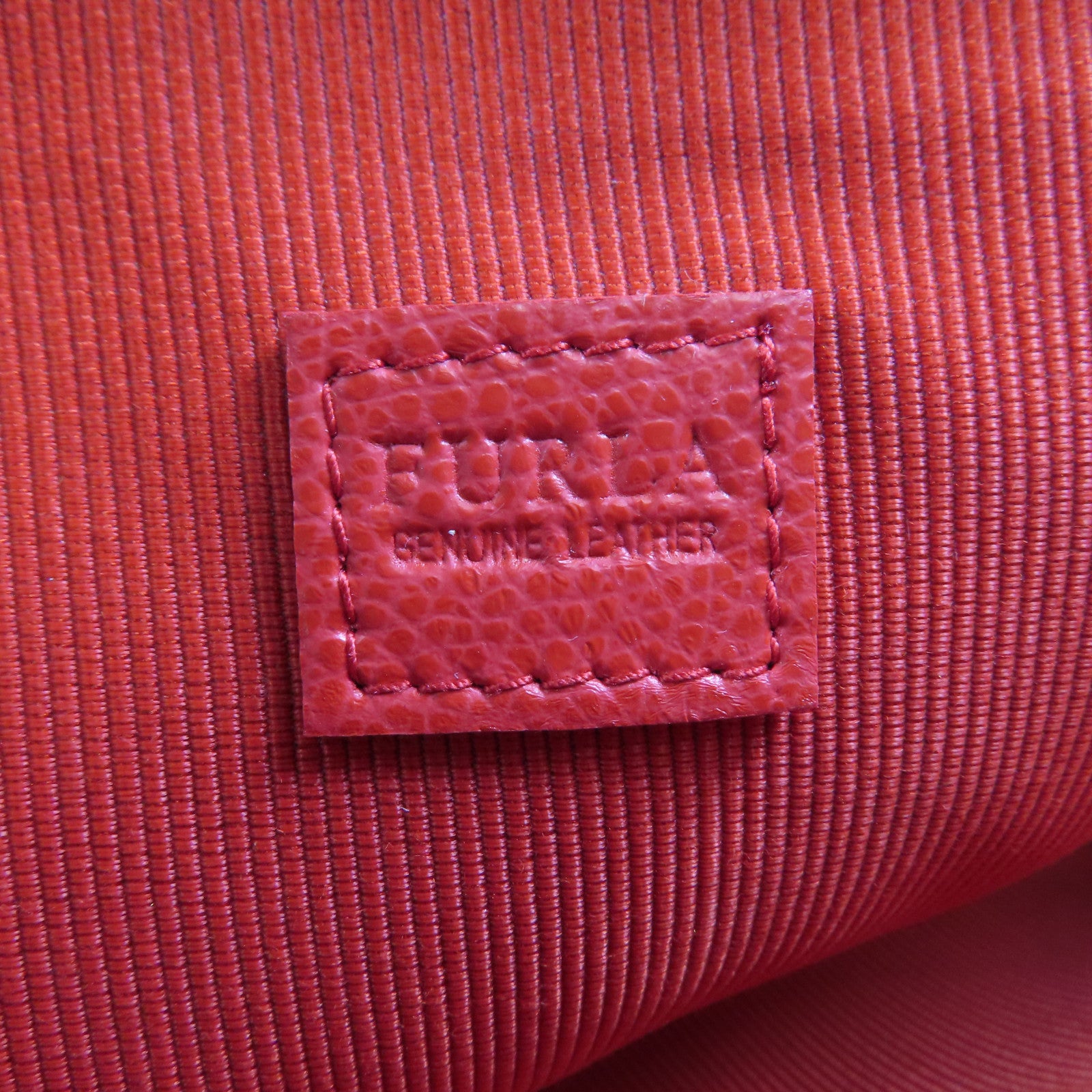 FURLA GHW Pouch Calfskin Leather Red