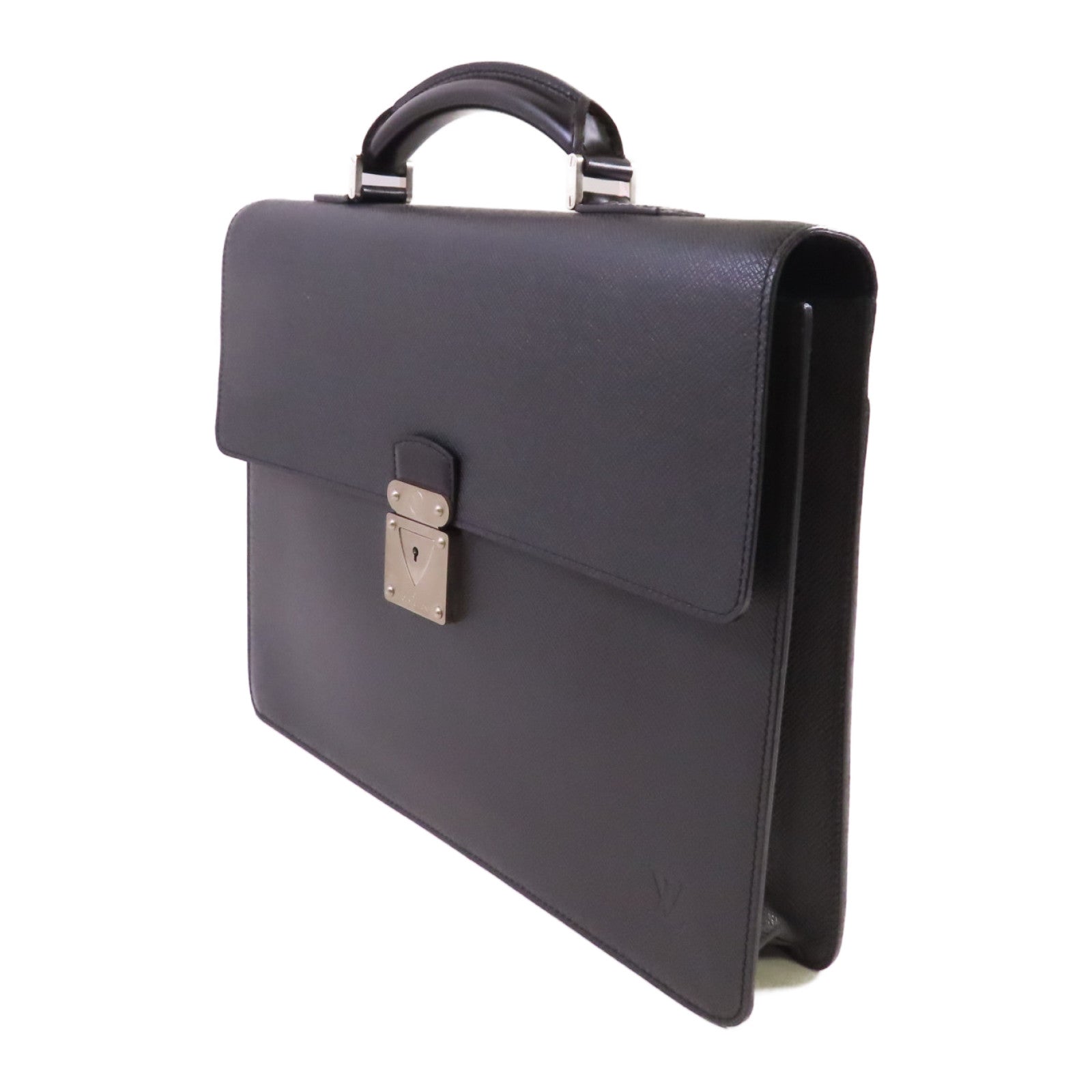 LOUIS VUITTON Taiga Serviette Moskova Business Bag銀扣公事包黑色
