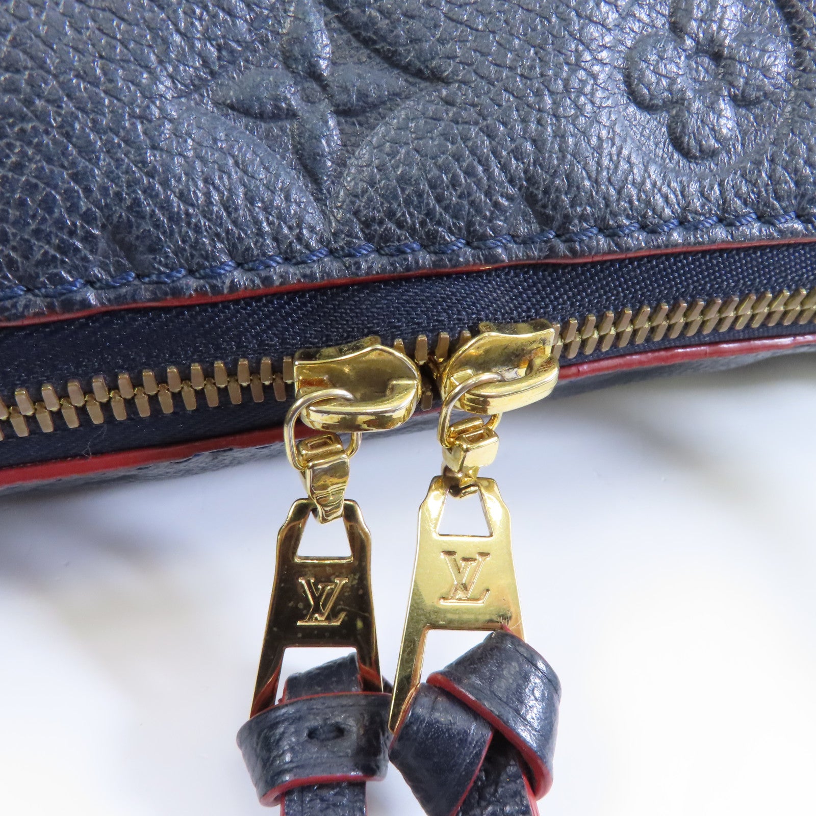 LOUIS VUITTON Monogram Empreinte Ponthieu PM金扣手挽肩背兩用袋深藍色
