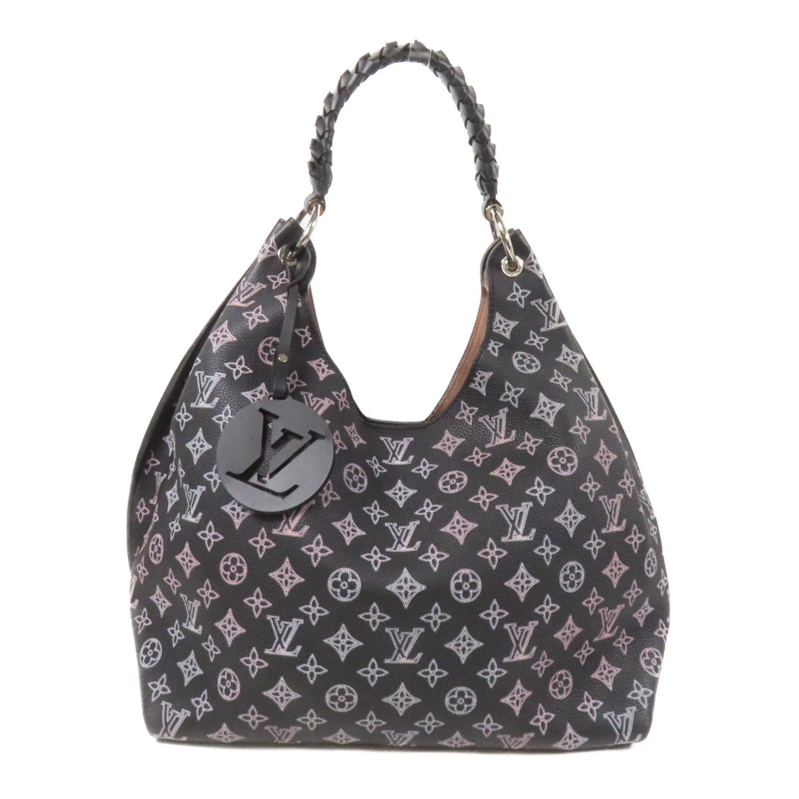 LOUIS VUITTON 牛皮皮革Mahina Carmel Hobo Bag銀扣肩背袋