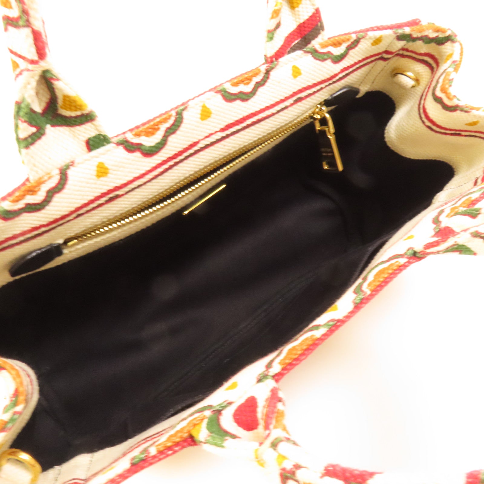 PRADA 帆布Canapa Joy金扣手挽肩背兩用袋