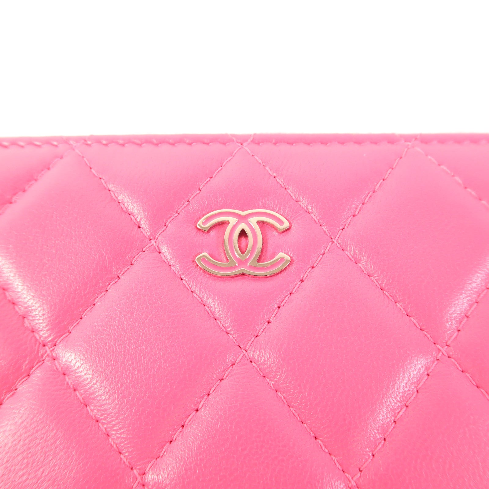 CHANEL 羊皮皮革Round Wallet銀扣錢包