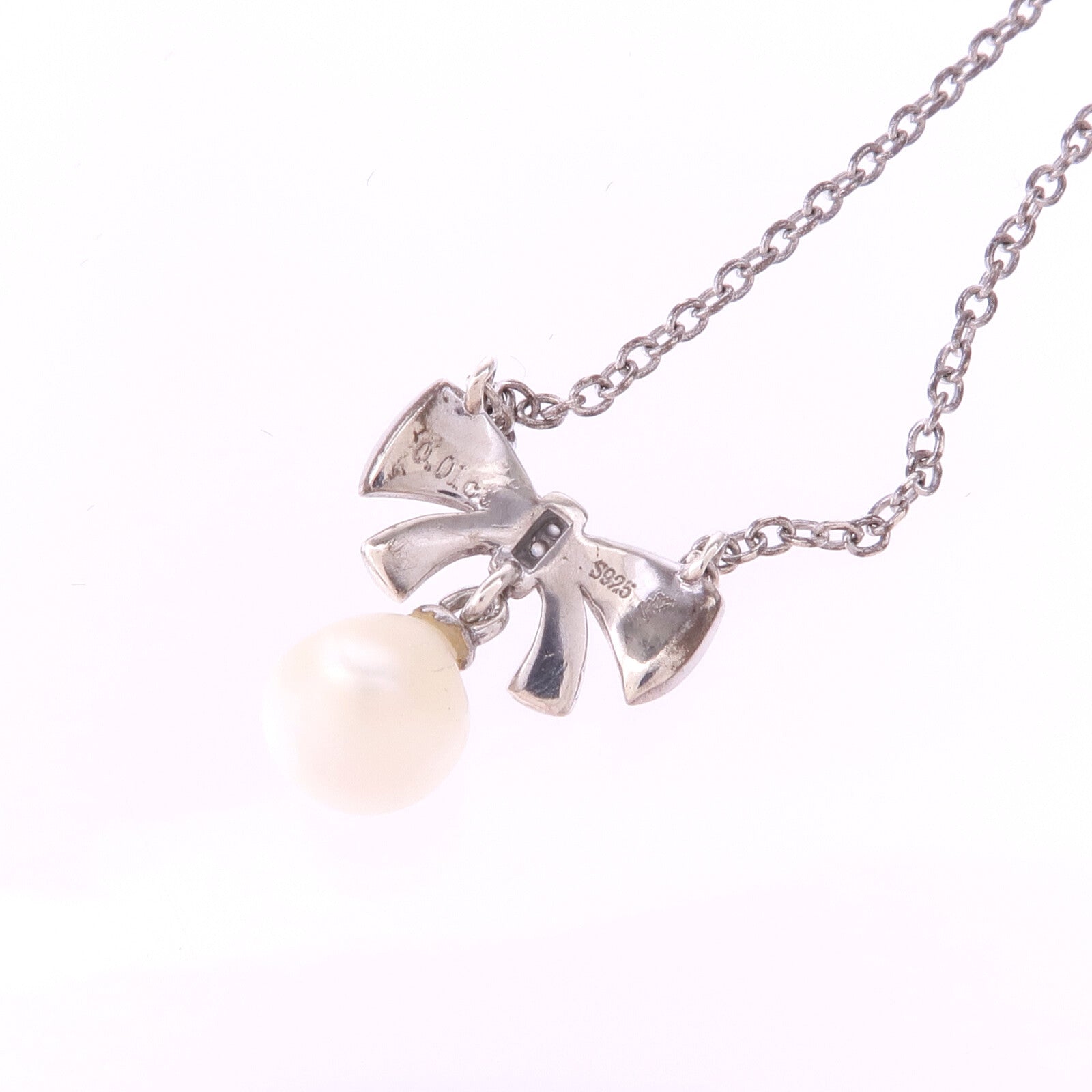 JEWELRY 925純銀Pearl Diamond Necklace珍珠/鑽石項鍊