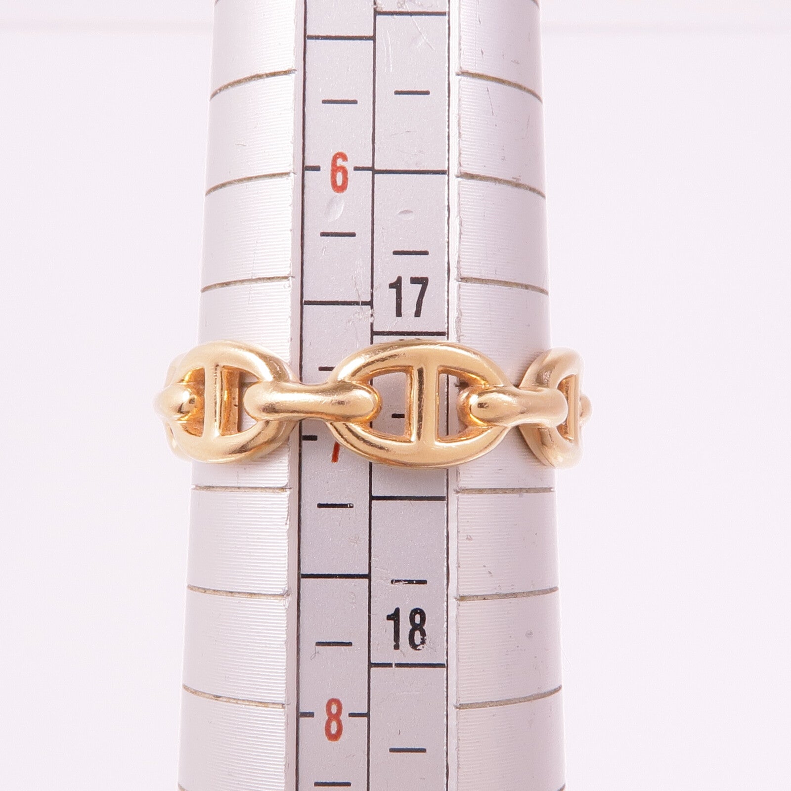 HERMES 18K玫瑰金Chaine d'ancre Enchainee Ring戒指Hermes#54 US#6.75