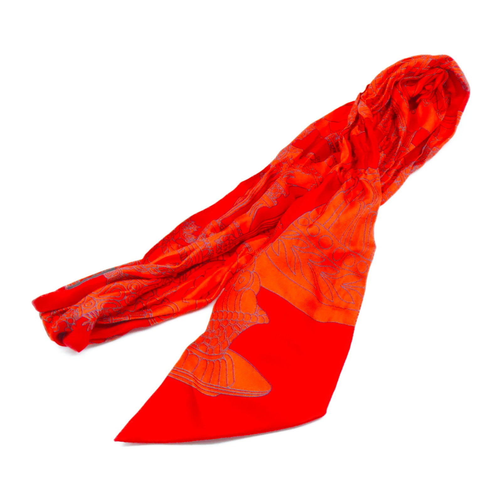 HERMES 【激減優惠】絲質Maxi Twilly絲巾橙色