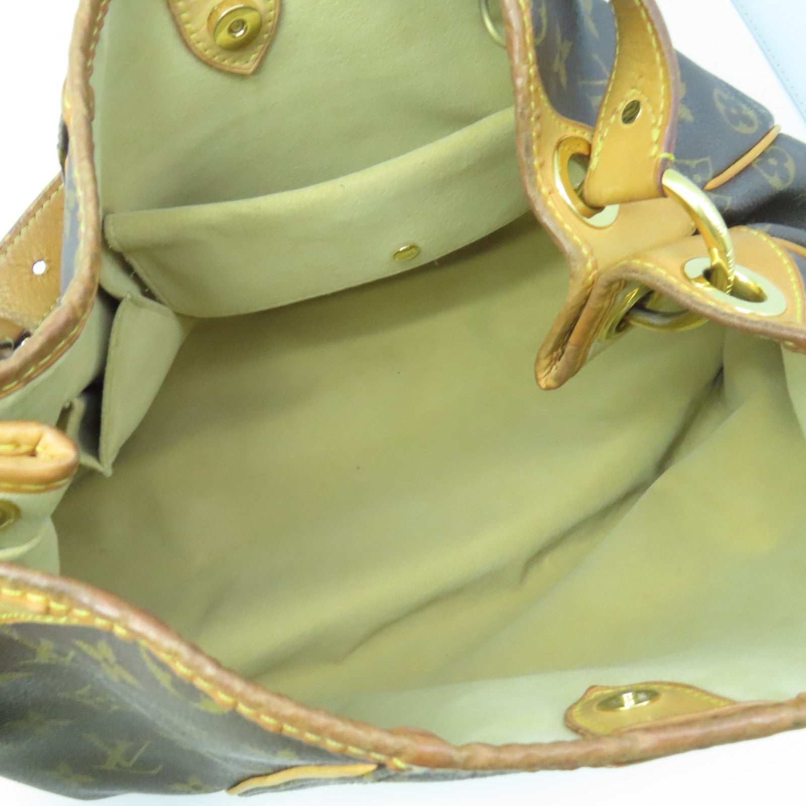 LOUIS VUITTON Monogram Galliera PM Gold Buckle Shoulder Bag Brown