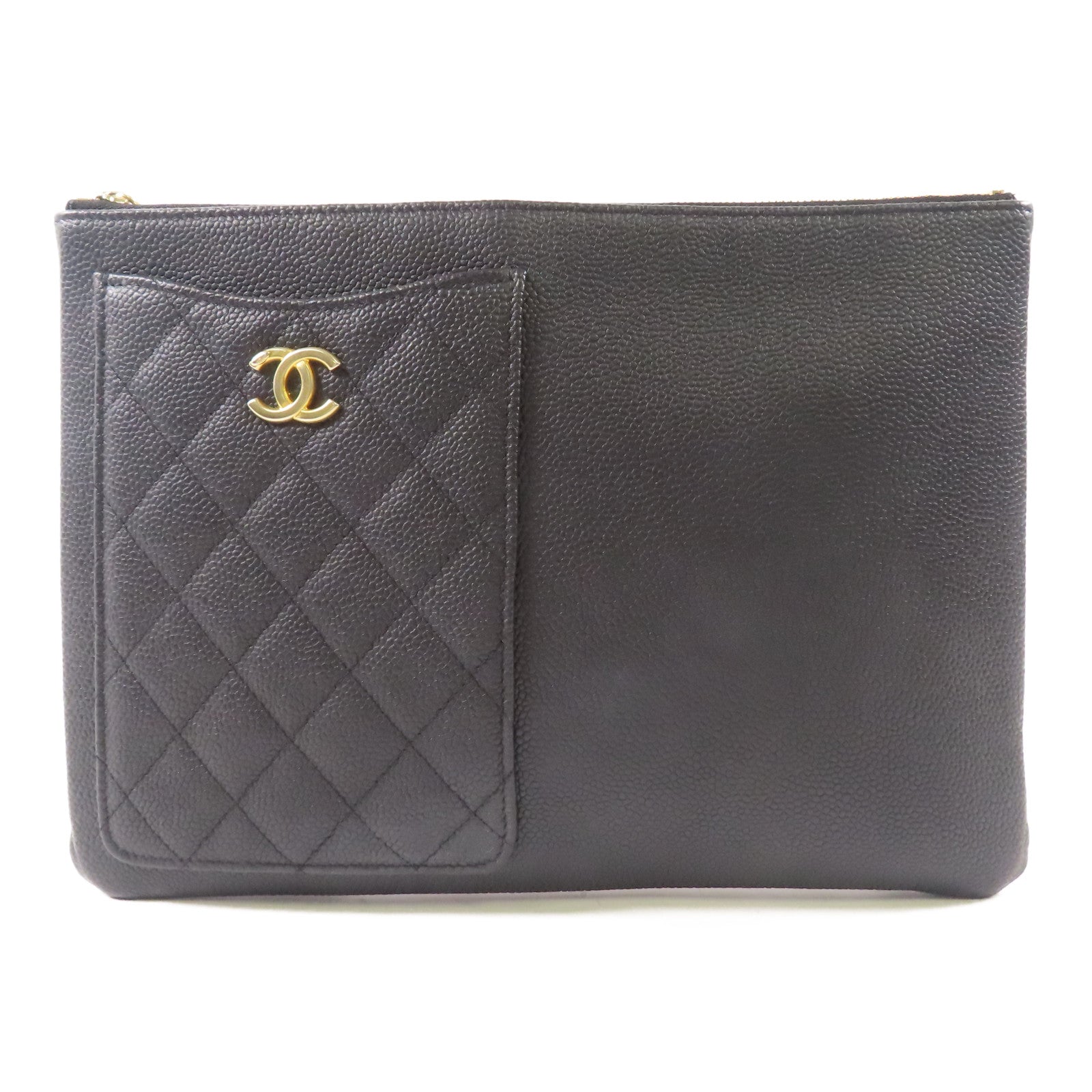 CHANEL 牛皮皮革Pouch金扣手拿包