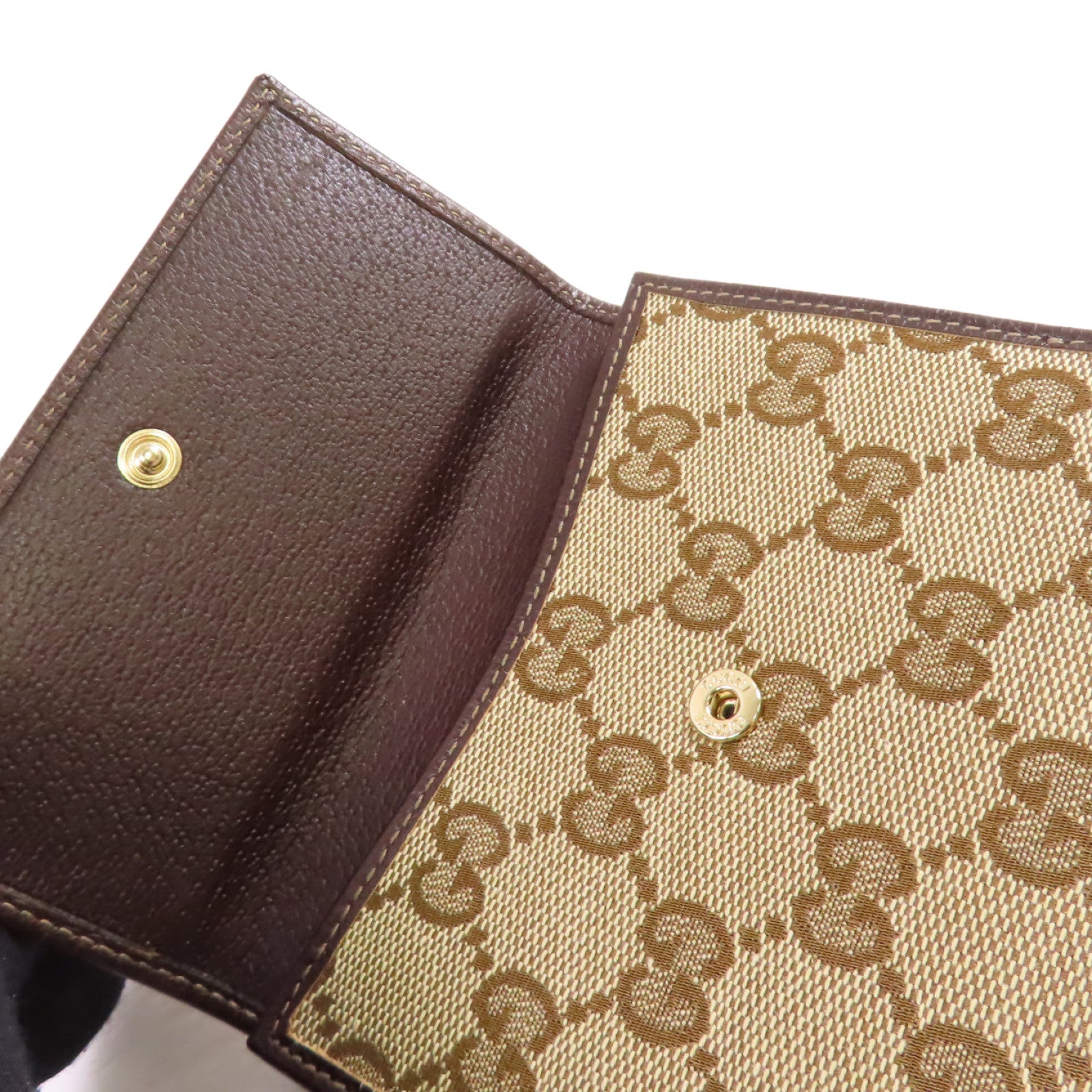 GUCCI GG帆布Abbey D-Ring Wallet金扣短錢包啡色