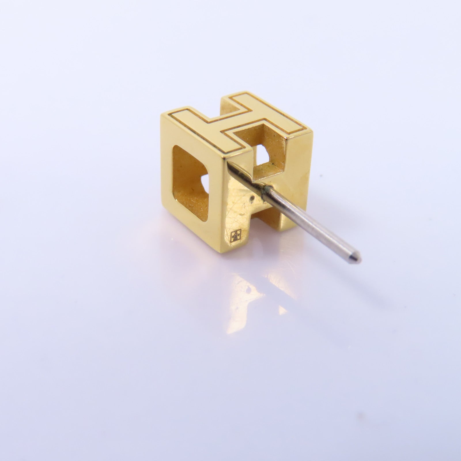 HERMES 金屬Cage d H Earrings耳環橙色/金色