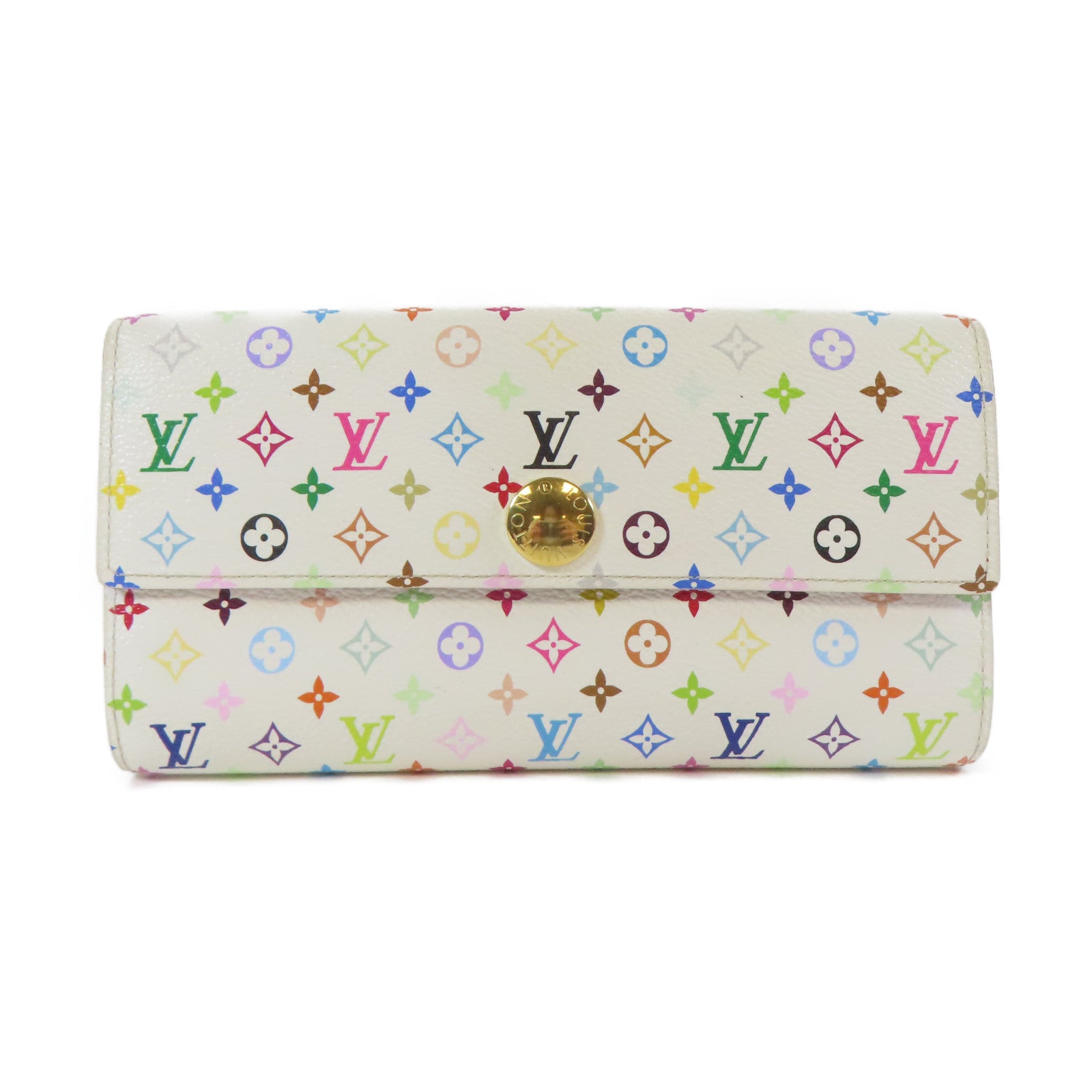 LOUIS VUITTON 【激減優惠】Monogram Multicolore Portefeuille Sarah金扣長錢包白色/多色