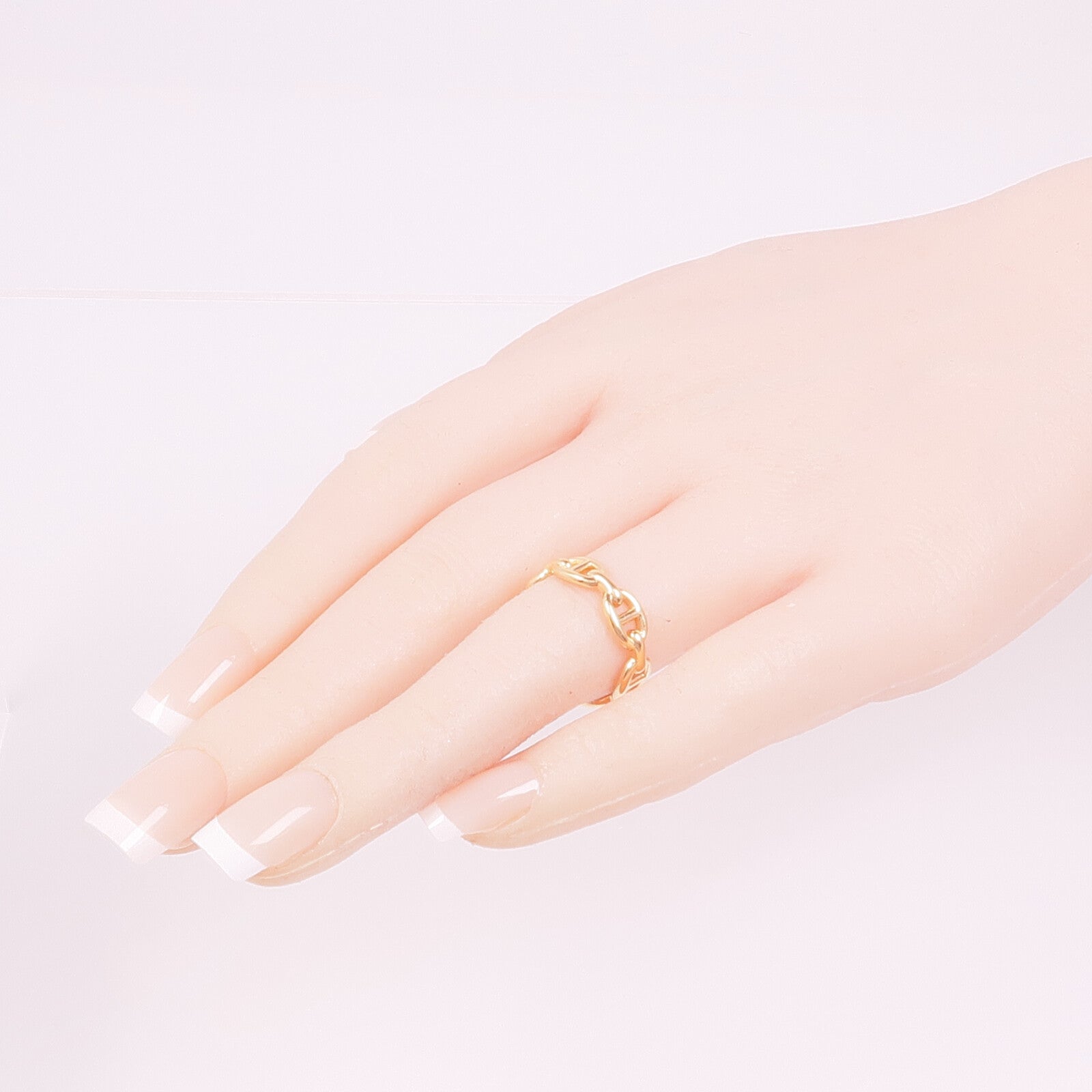 HERMES 18K玫瑰金Chaine d'ancre Enchainee Ring戒指Hermes#54 US#6.75