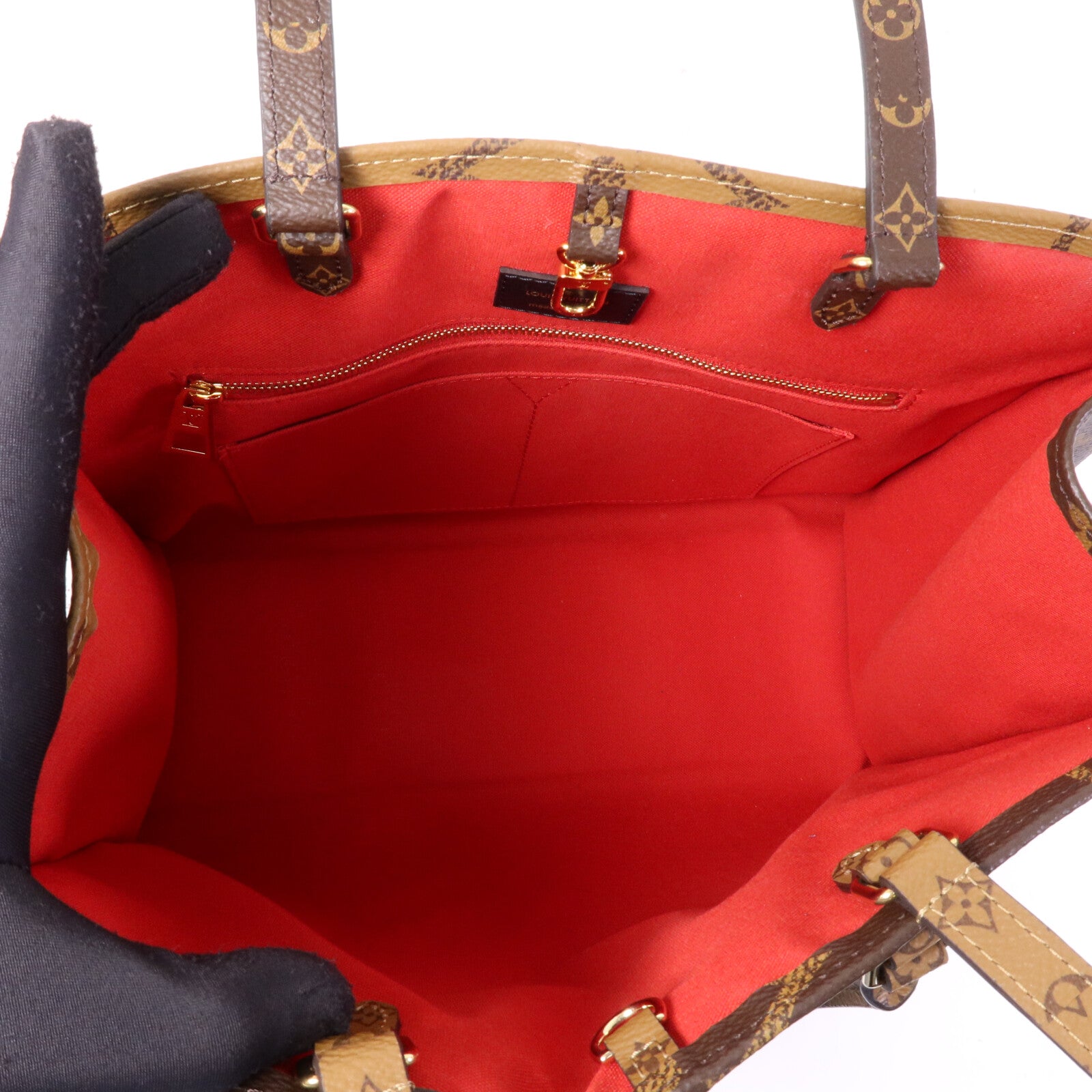 LOUIS VUITTON Monogram Giant On The Go MM金扣手挽肩背兩用袋