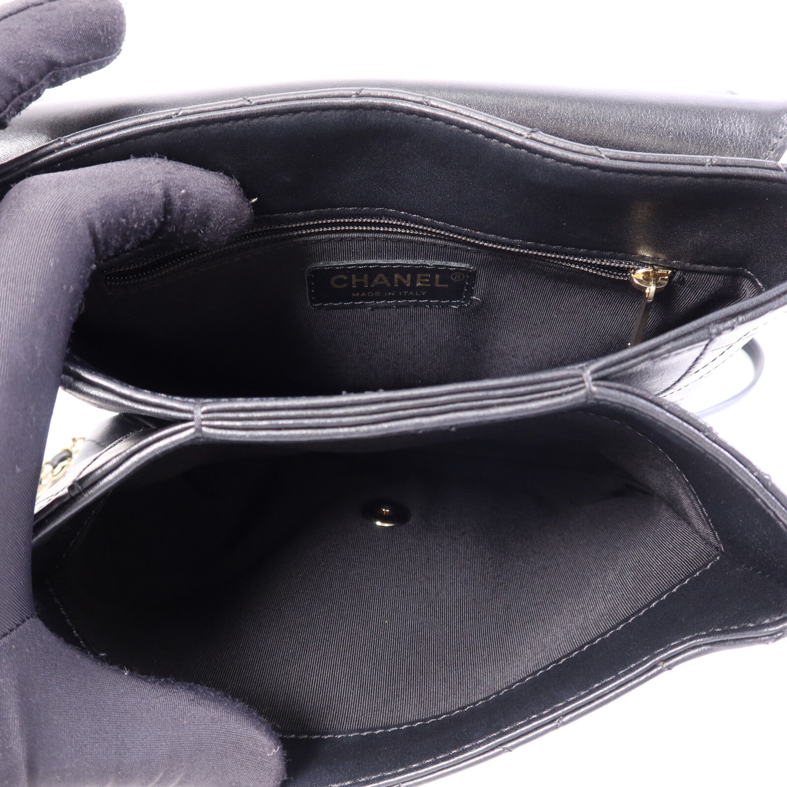 CHANEL 牛皮皮革Chain Shoulder Bag金扣鏈帶手挽肩背兩用袋