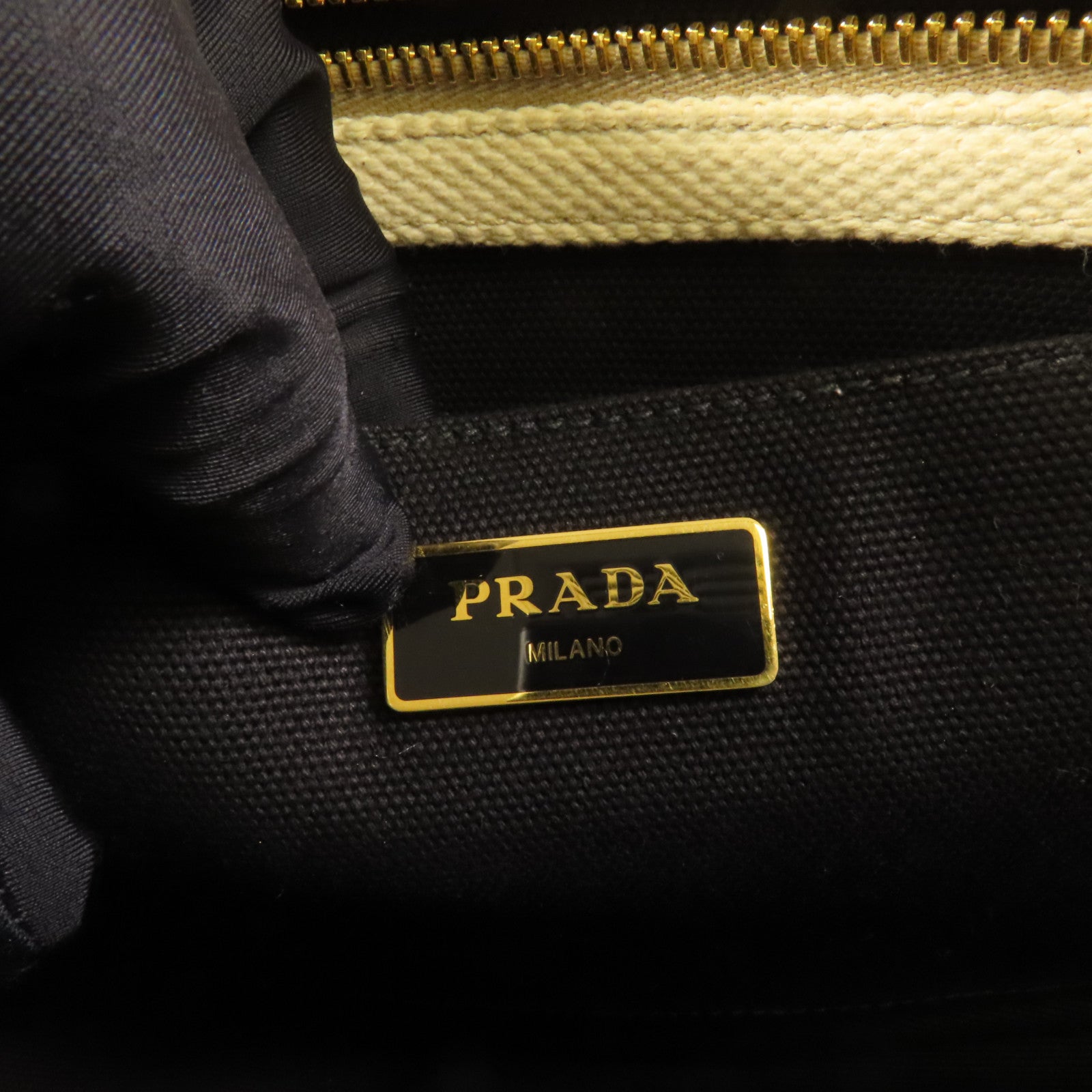 PRADA 帆布Canapa Joy金扣手挽肩背兩用袋