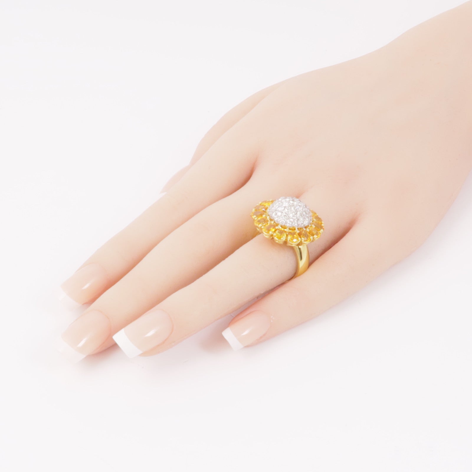 JEWELRY 18K黃金Yellow Sapphire/Diamond Ring黃色藍寶石/鑽石戒指US#6.25