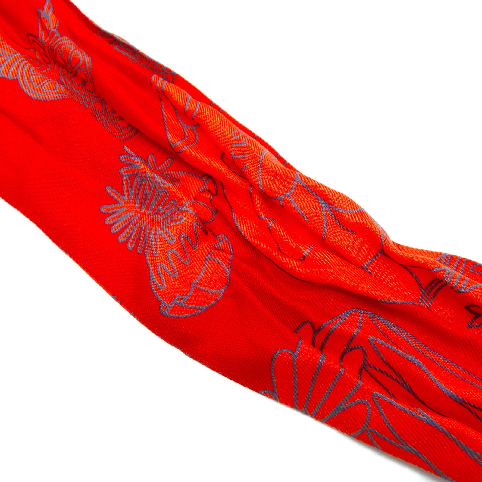 HERMES 【激減優惠】絲質Maxi Twilly絲巾橙色