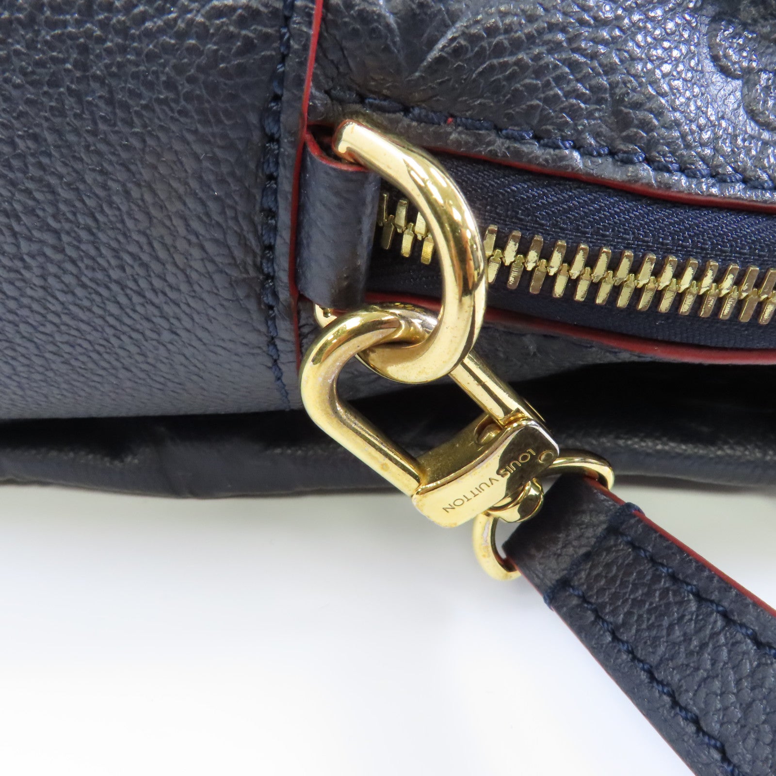 LOUIS VUITTON Monogram Empreinte Ponthieu PM金扣手挽肩背兩用袋深藍色