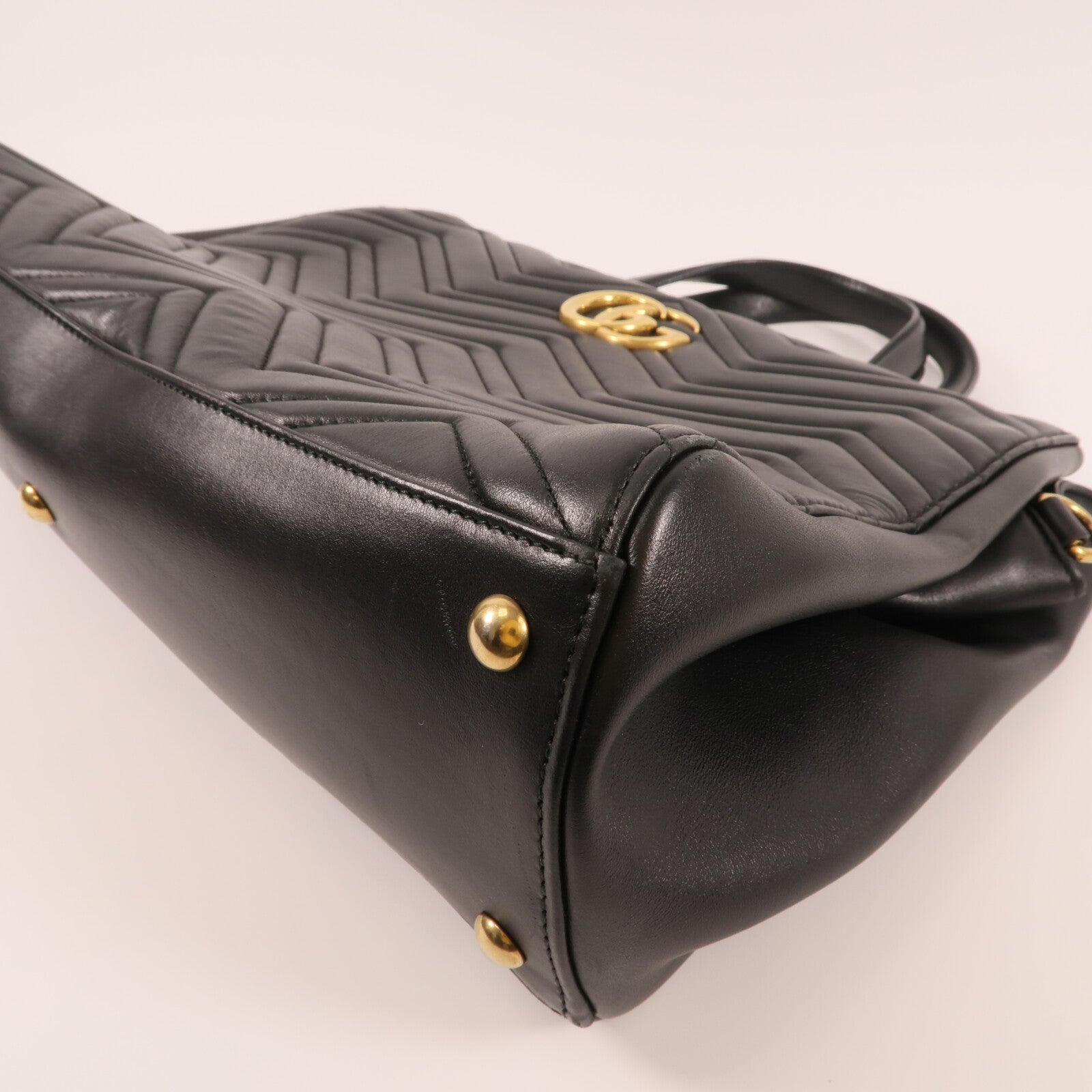 GUCCI 牛皮皮革GG Marmont Top Handle金扣手挽肩背兩用袋
