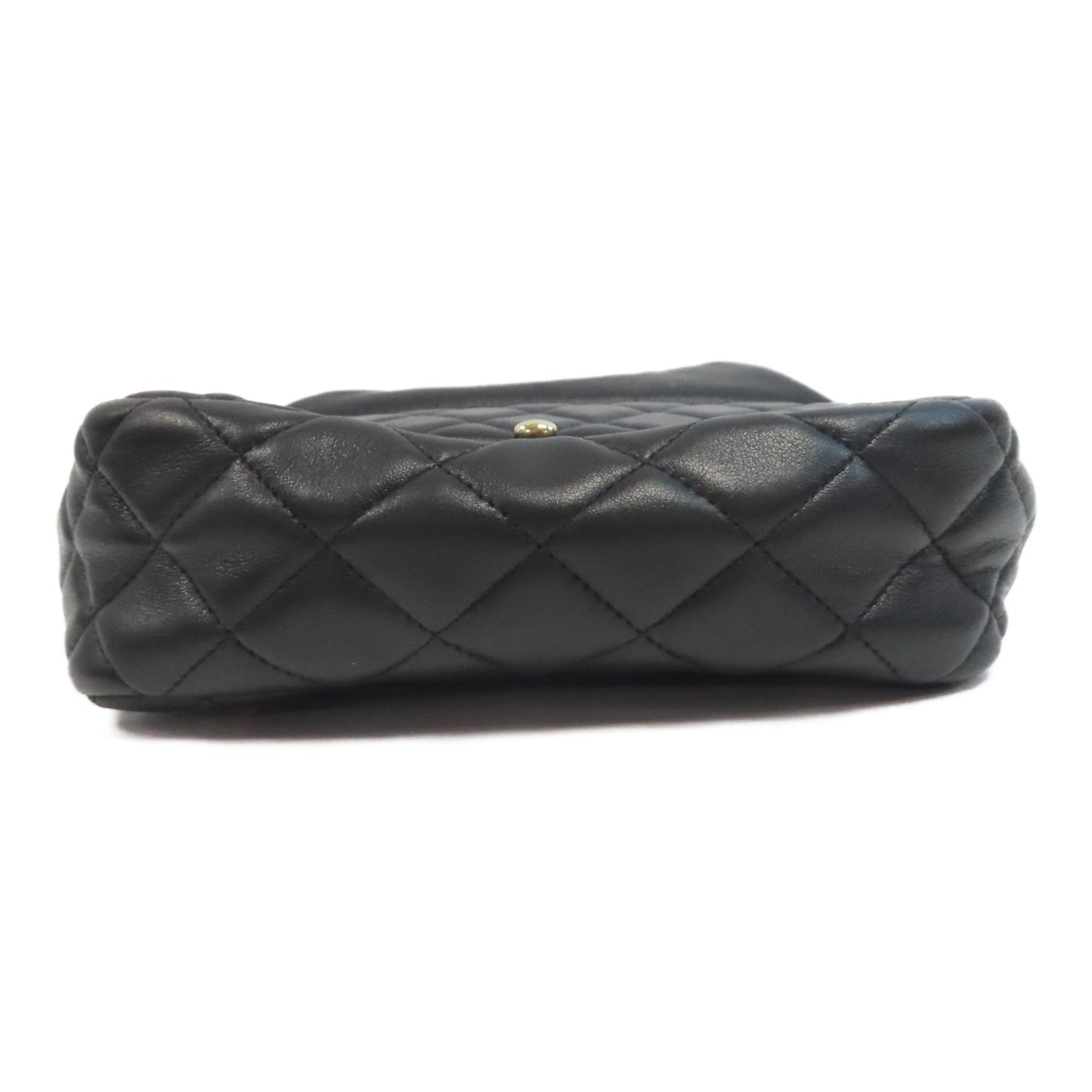CHANEL 菱格羊皮皮革Backpack金扣鏈帶背包黑色