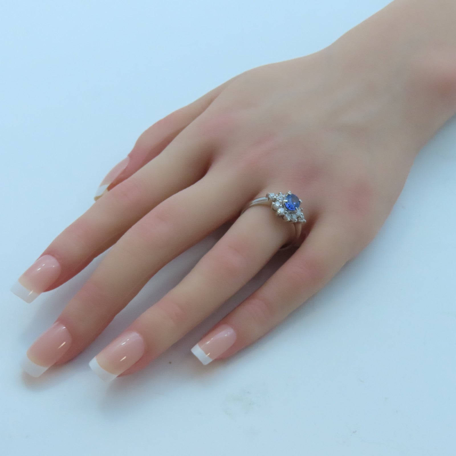 JEWELRY PT850白金Sapphire/Diamond Ring 1.16ct藍寶石/0.62ct鑽石戒指US#9.25