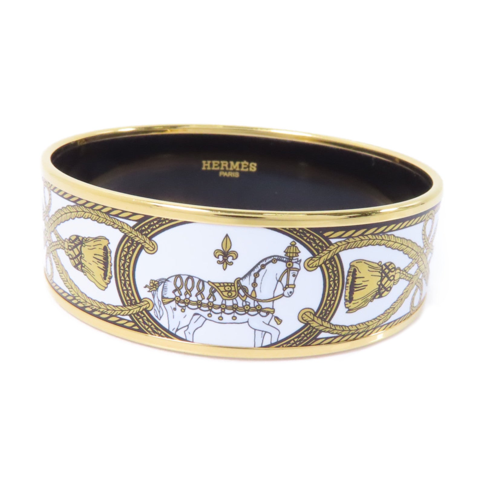 HERMES 金屬Bangle手鐲金色/黑色/白色