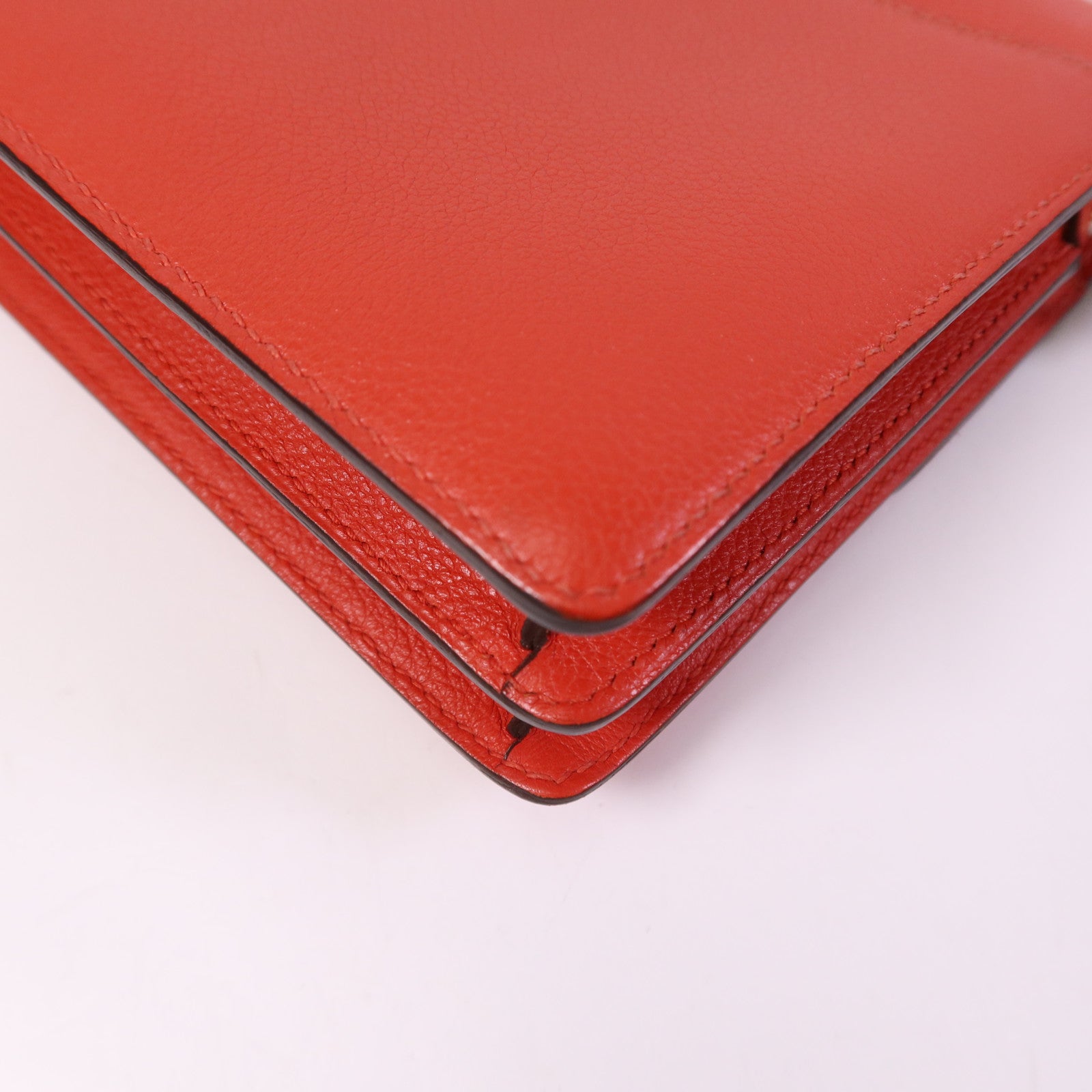 HERMES Evercolour皮革Roulis Mini銀扣肩背袋Rouge Tomate