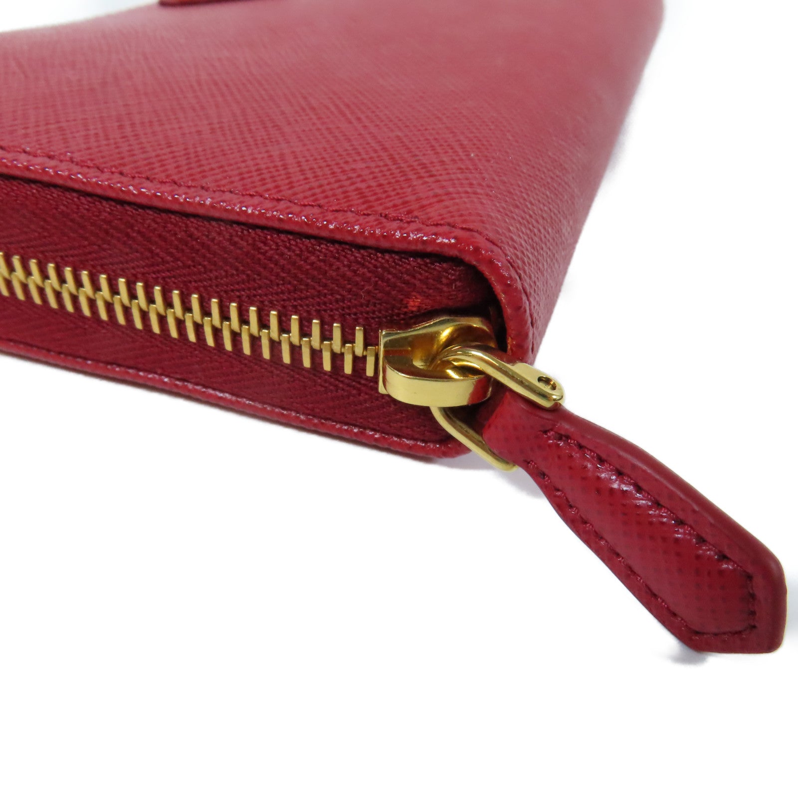 PRADA 牛皮皮革Long wallet金扣長錢包紅色