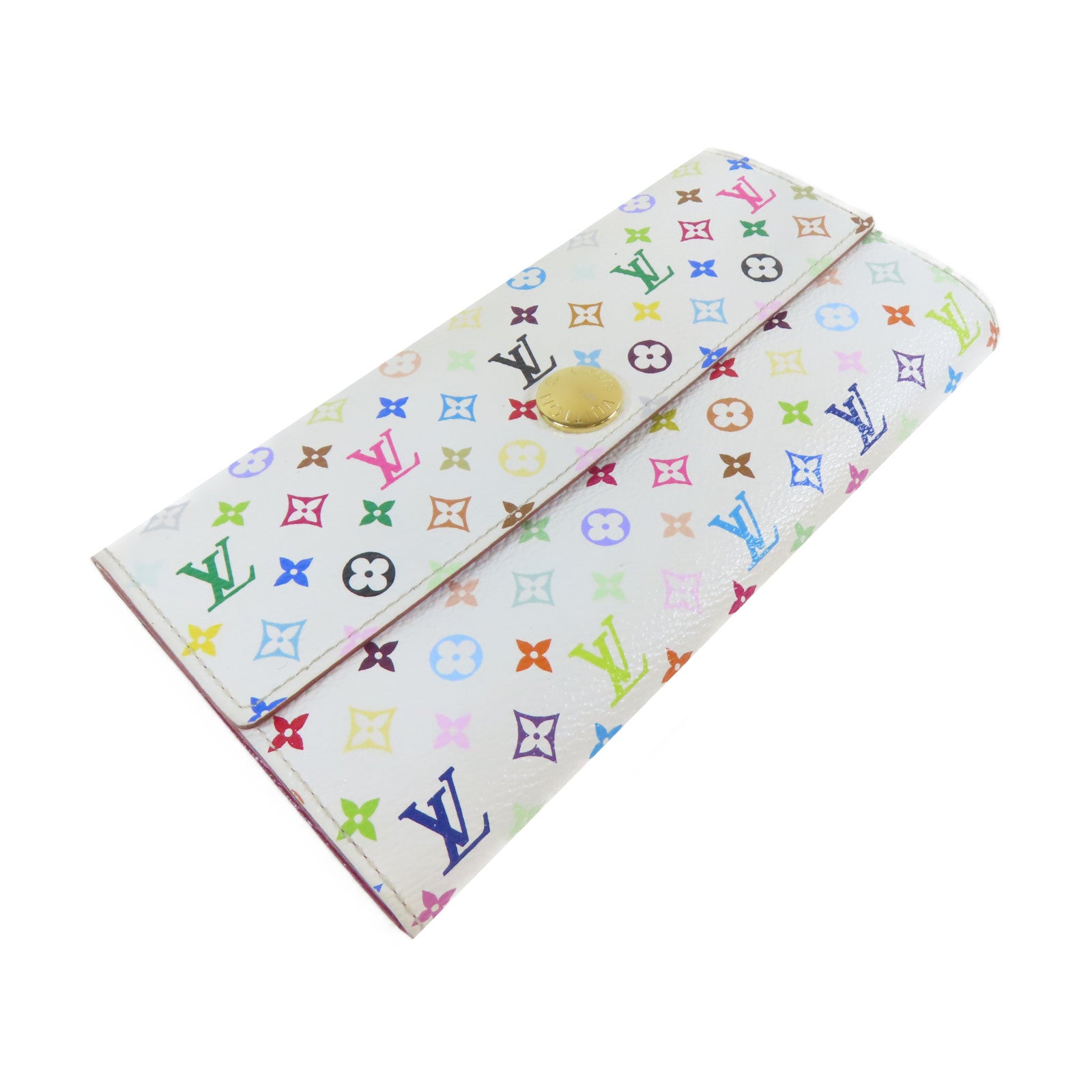 LOUIS VUITTON 【激減優惠】Monogram Multicolore Portefeuille Sarah金扣長錢包白色/多色