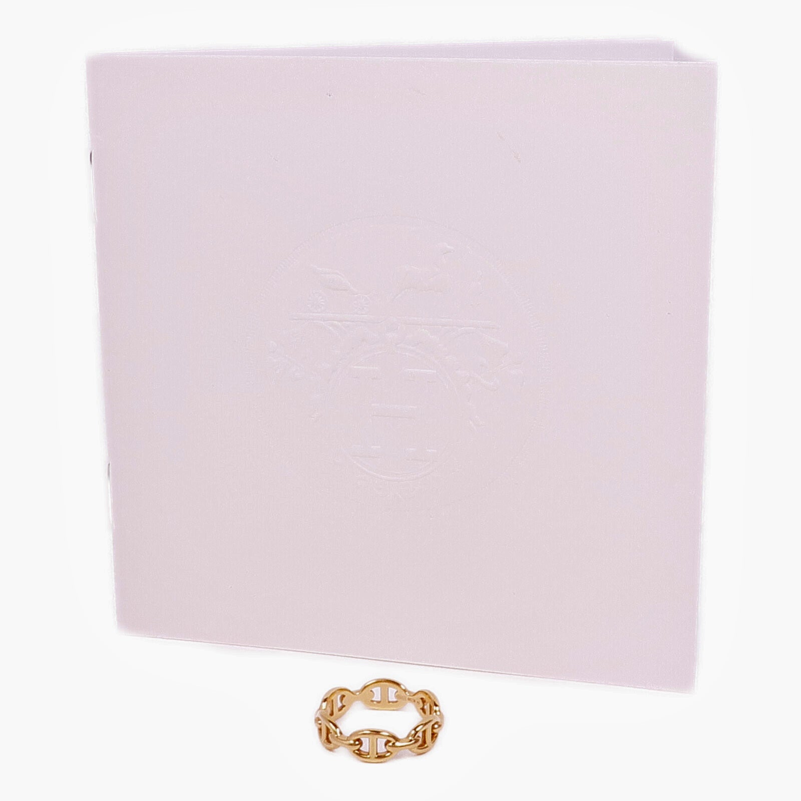 HERMES 18K玫瑰金Chaine d'ancre Enchainee Ring戒指Hermes#54 US#6.75