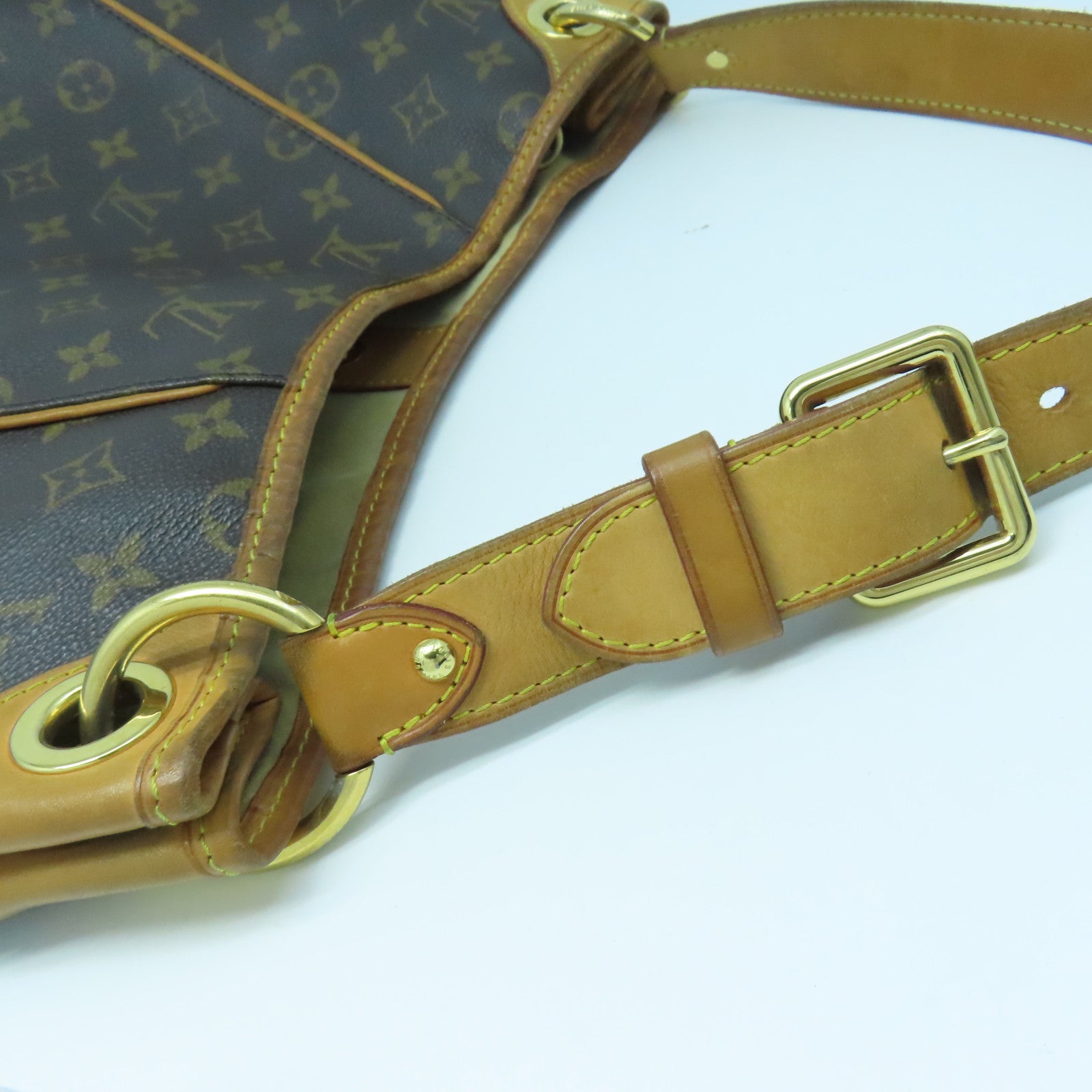 LOUIS VUITTON Monogram Galliera PM Gold Buckle Shoulder Bag Brown