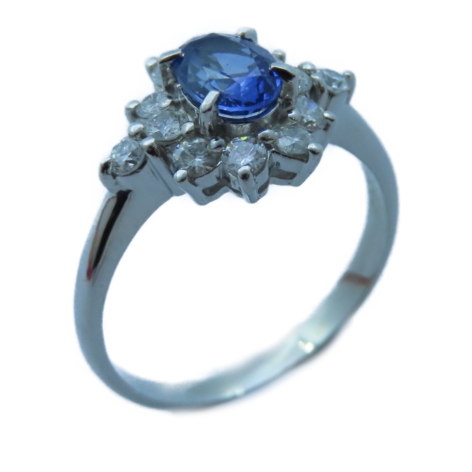 JEWELRY PT850白金Sapphire/Diamond Ring 1.16ct藍寶石/0.62ct鑽石戒指US#9.25