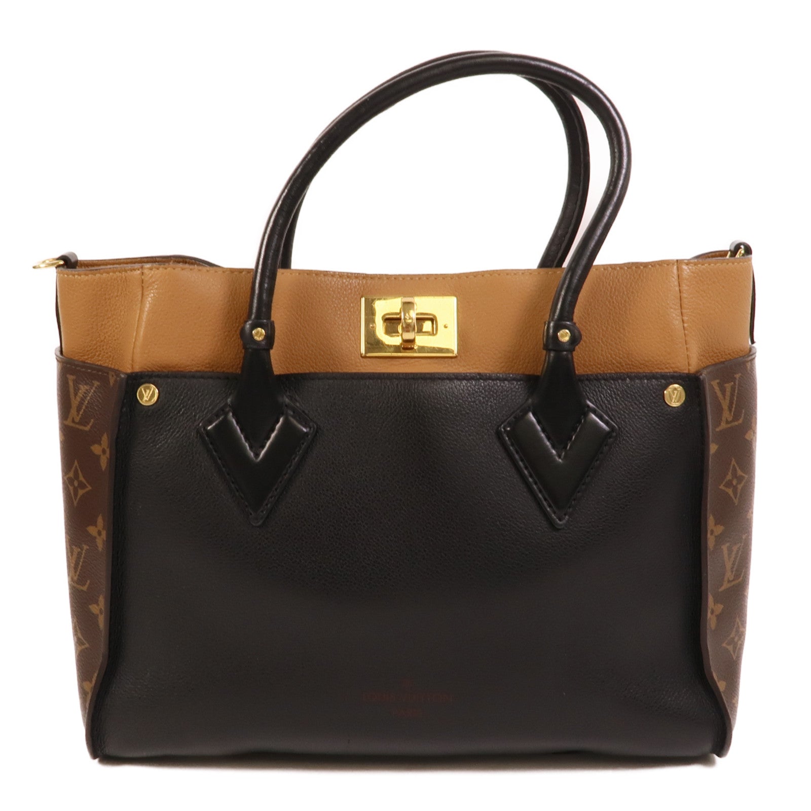 LOUIS VUITTON Monogram/牛皮皮革On My Side MM手挽袋