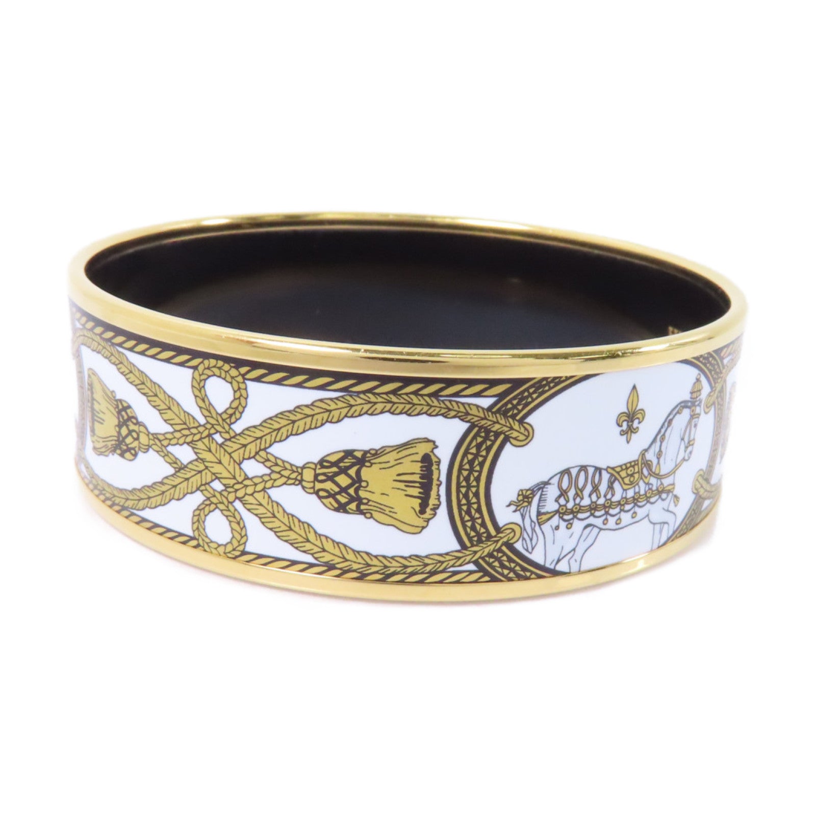 HERMES 金屬Bangle手鐲金色/黑色/白色