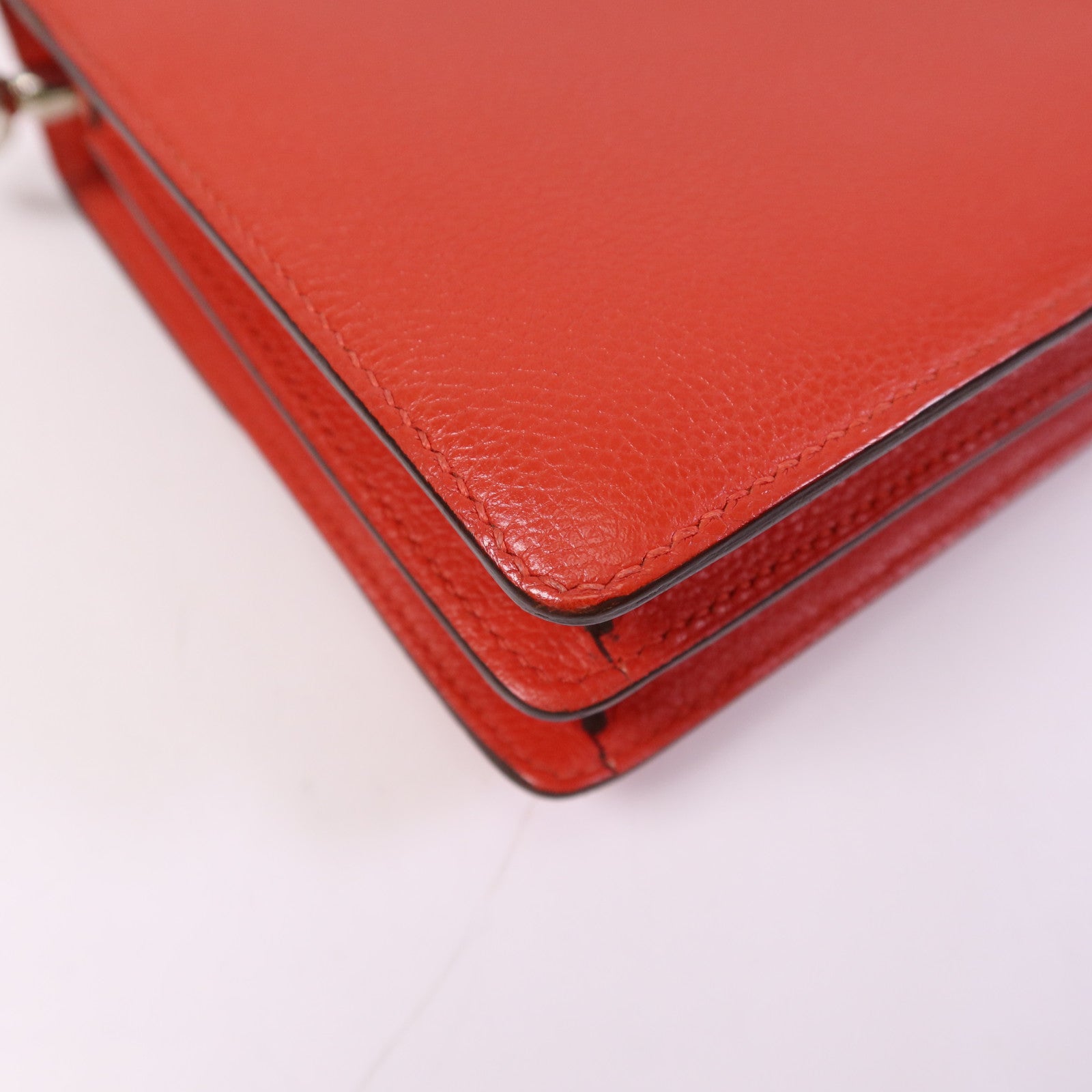 HERMES Evercolour皮革Roulis Mini銀扣肩背袋Rouge Tomate