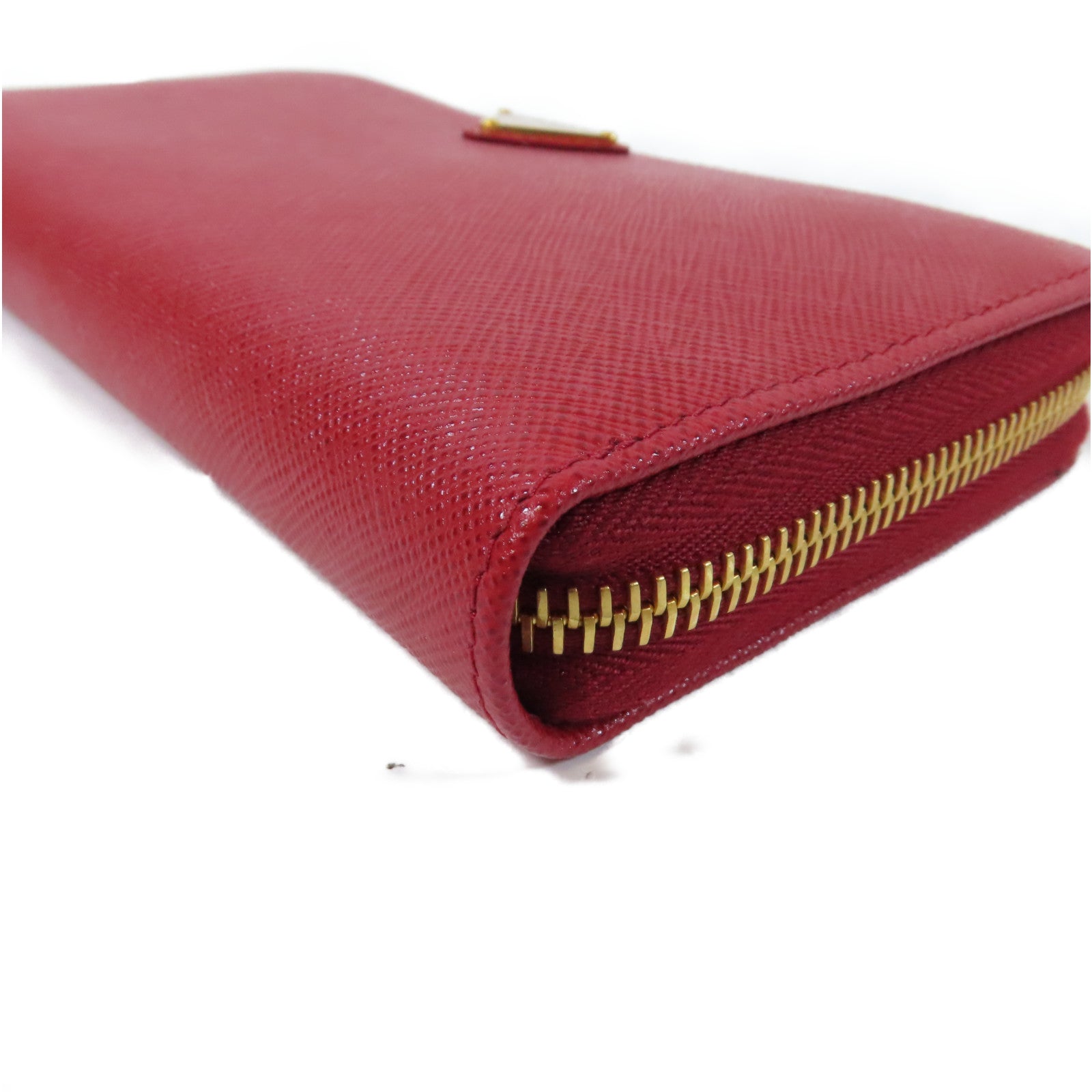 PRADA 牛皮皮革Long wallet金扣長錢包紅色