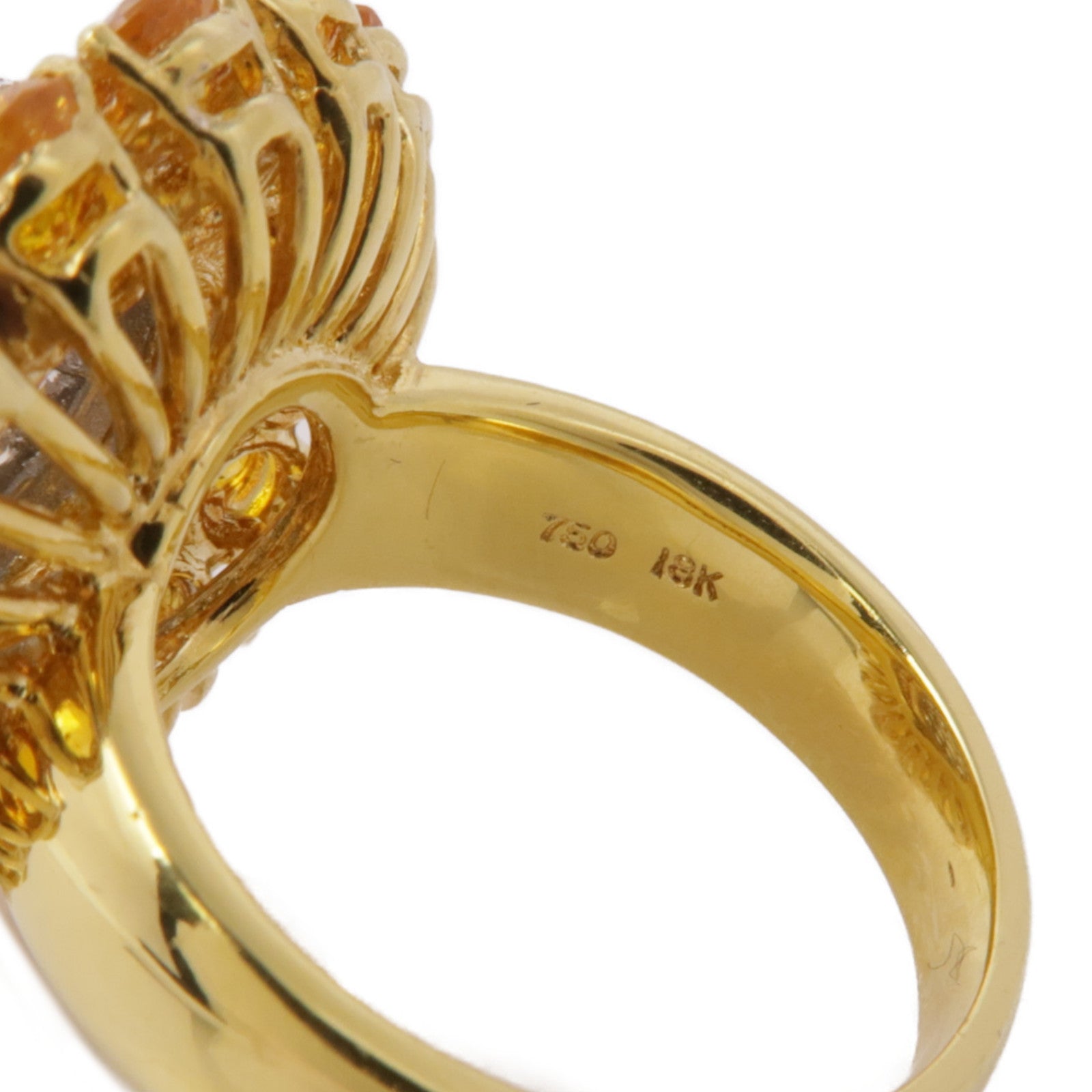 JEWELRY 18K黃金Yellow Sapphire/Diamond Ring黃色藍寶石/鑽石戒指US#6.25