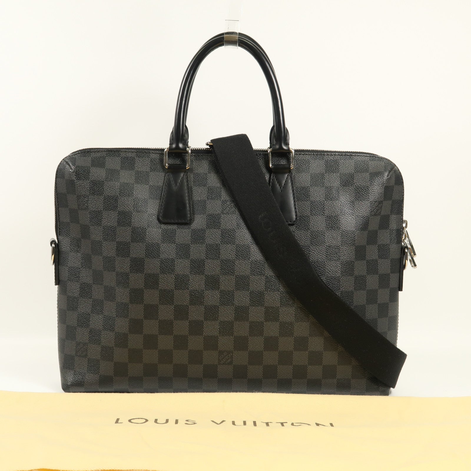 LOUIS VUITTON Damier Graphite Porte Document Jour Business Bag銀扣手挽袋