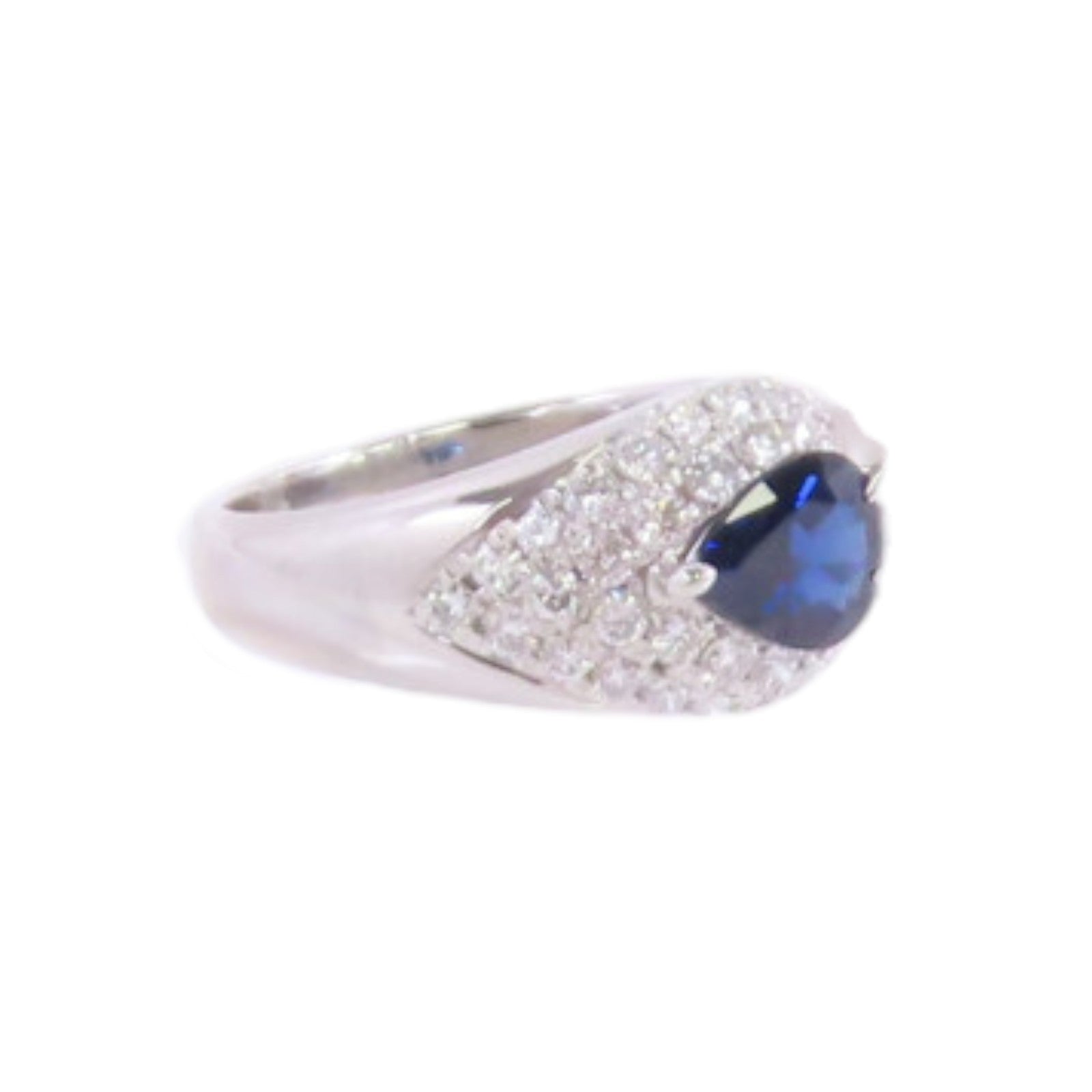 JEWELRY 【激減優惠】PT900鉑金/藍寶石/鑽石Sapphire Diamond Ring戒指US#6