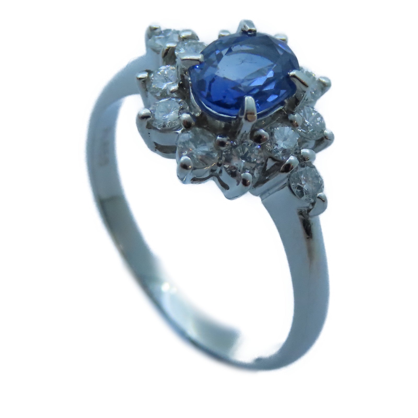 JEWELRY PT850白金Sapphire/Diamond Ring 1.16ct藍寶石/0.62ct鑽石戒指US#9.25