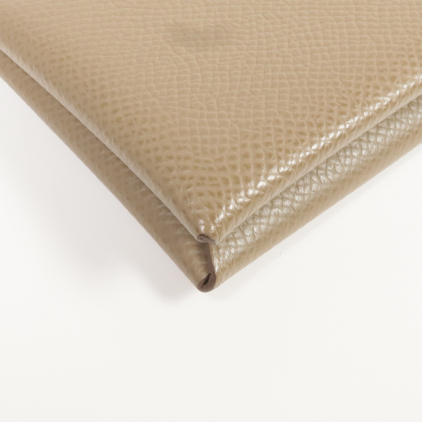 HERMES Epsom皮革Calvi Card Holder銀扣卡片套Etoupe