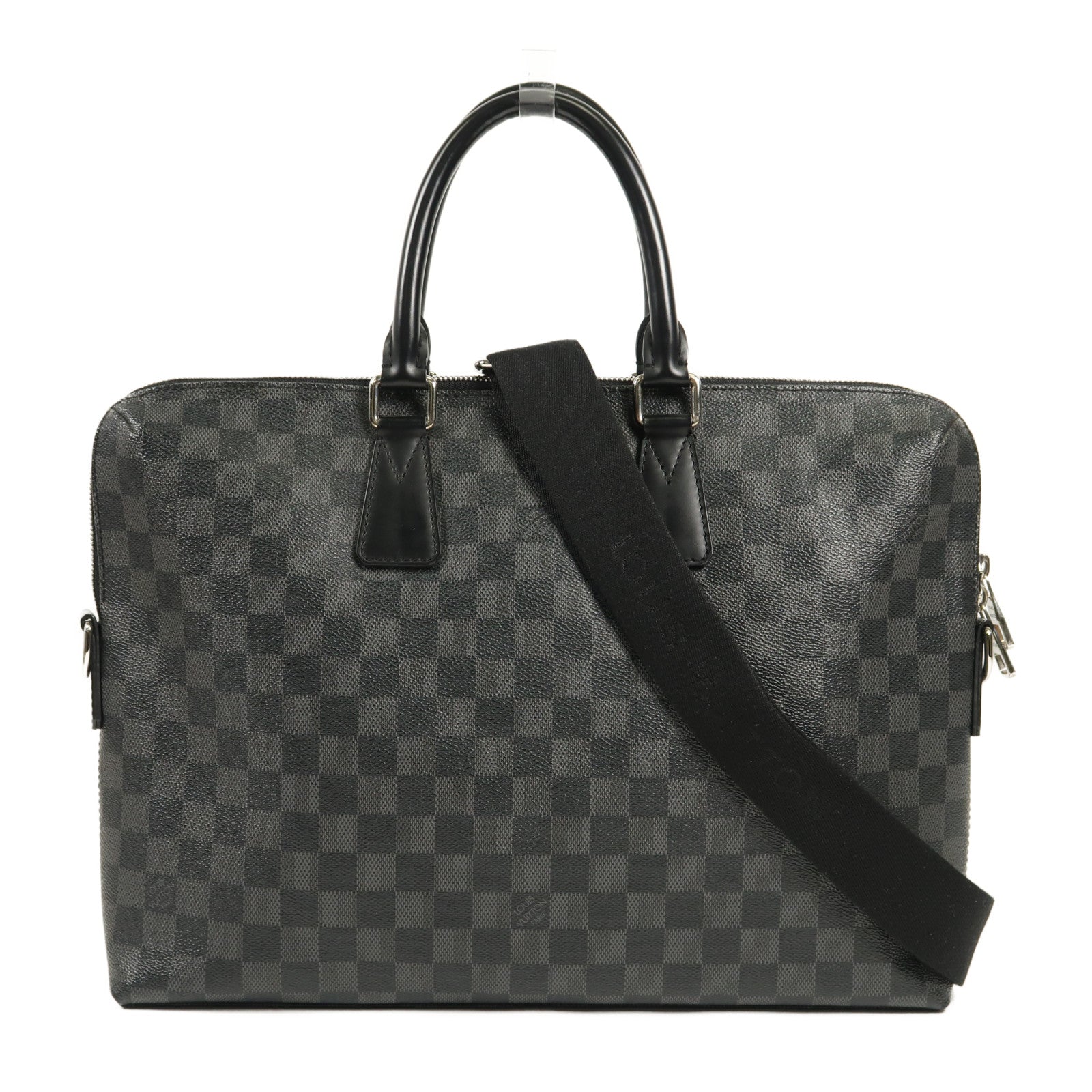 LOUIS VUITTON Damier Graphite Porte Document Jour Business Bag銀扣手挽袋