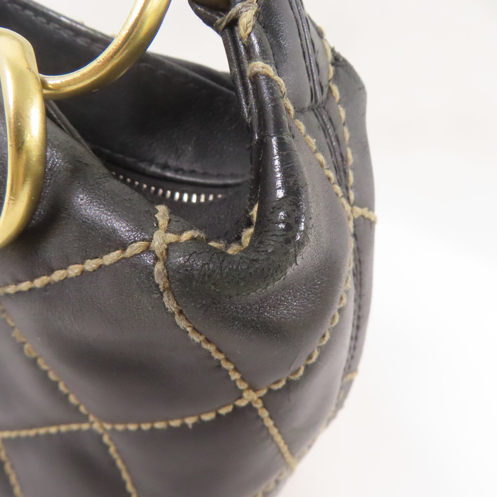 CHANEL CC GHW Wild Stich Vintage HandBag Calfskin Leather Black