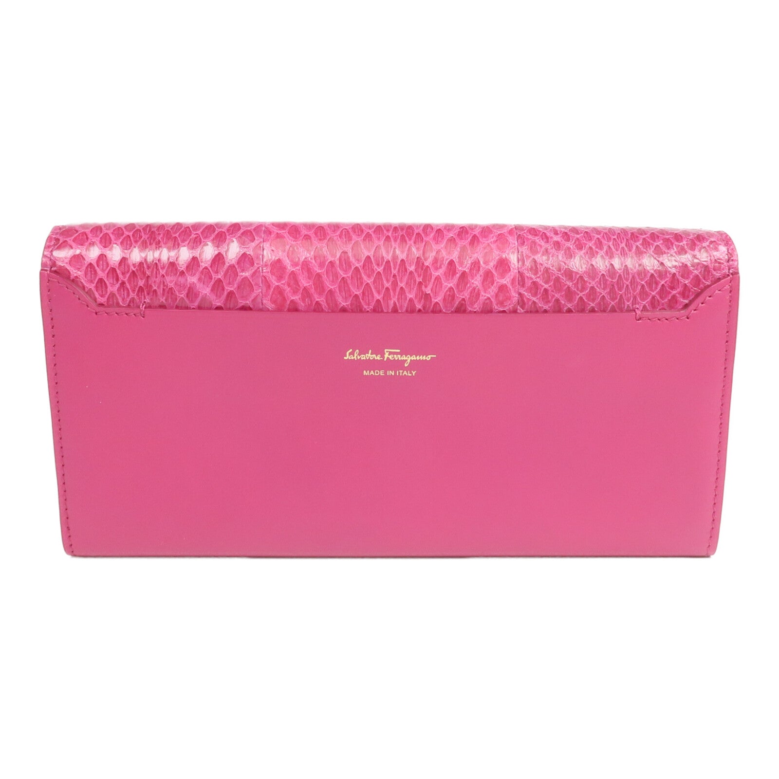 Salvatore Ferragamo 蛇皮皮革/牛皮皮革Long Wallet金扣長錢包
